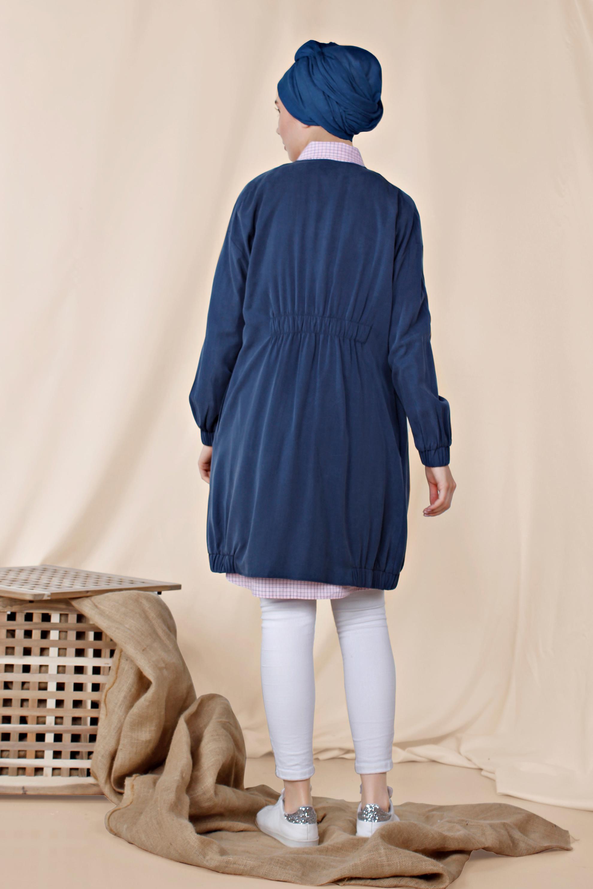 Tesettür giyim LACİVERT LASTİK DETAYLI FERMUARLI GİY ÇIK 4972