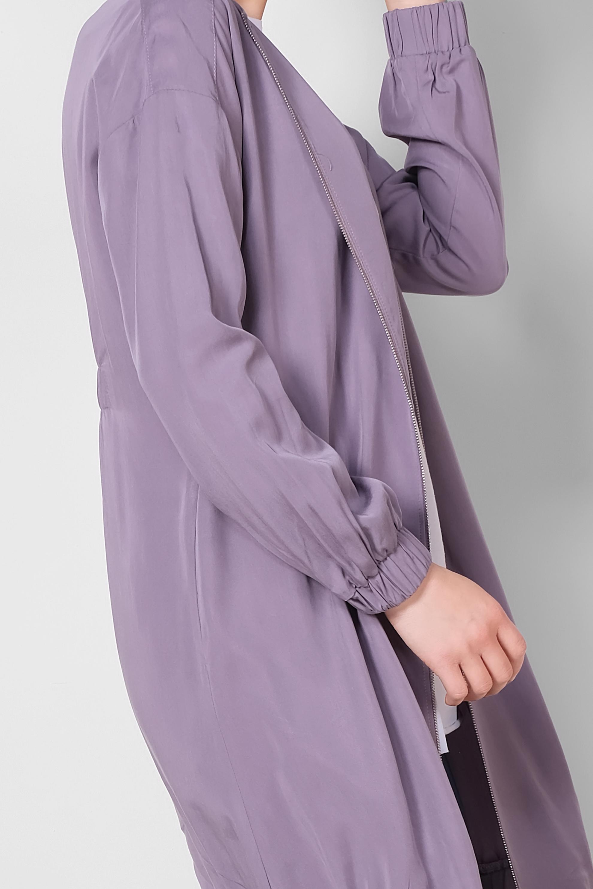 Tesettür giyim MOR LASTİK DETAYLI FERMUARLI GİY ÇIK 4972