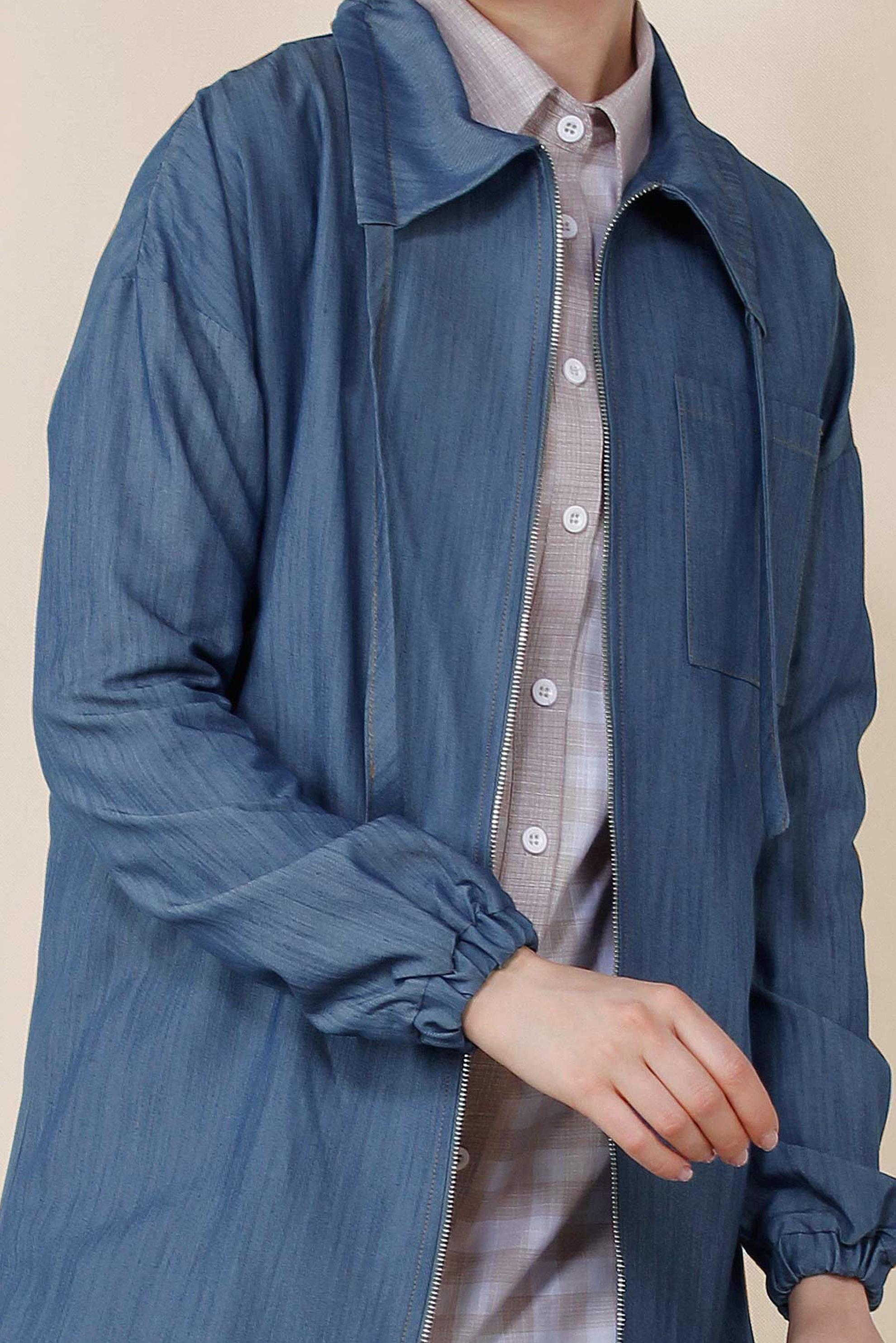 Tesettür giyim LACİVERT ETEK UCU BÜZGÜLÜ FERMUARLI GİY ÇIK 4984