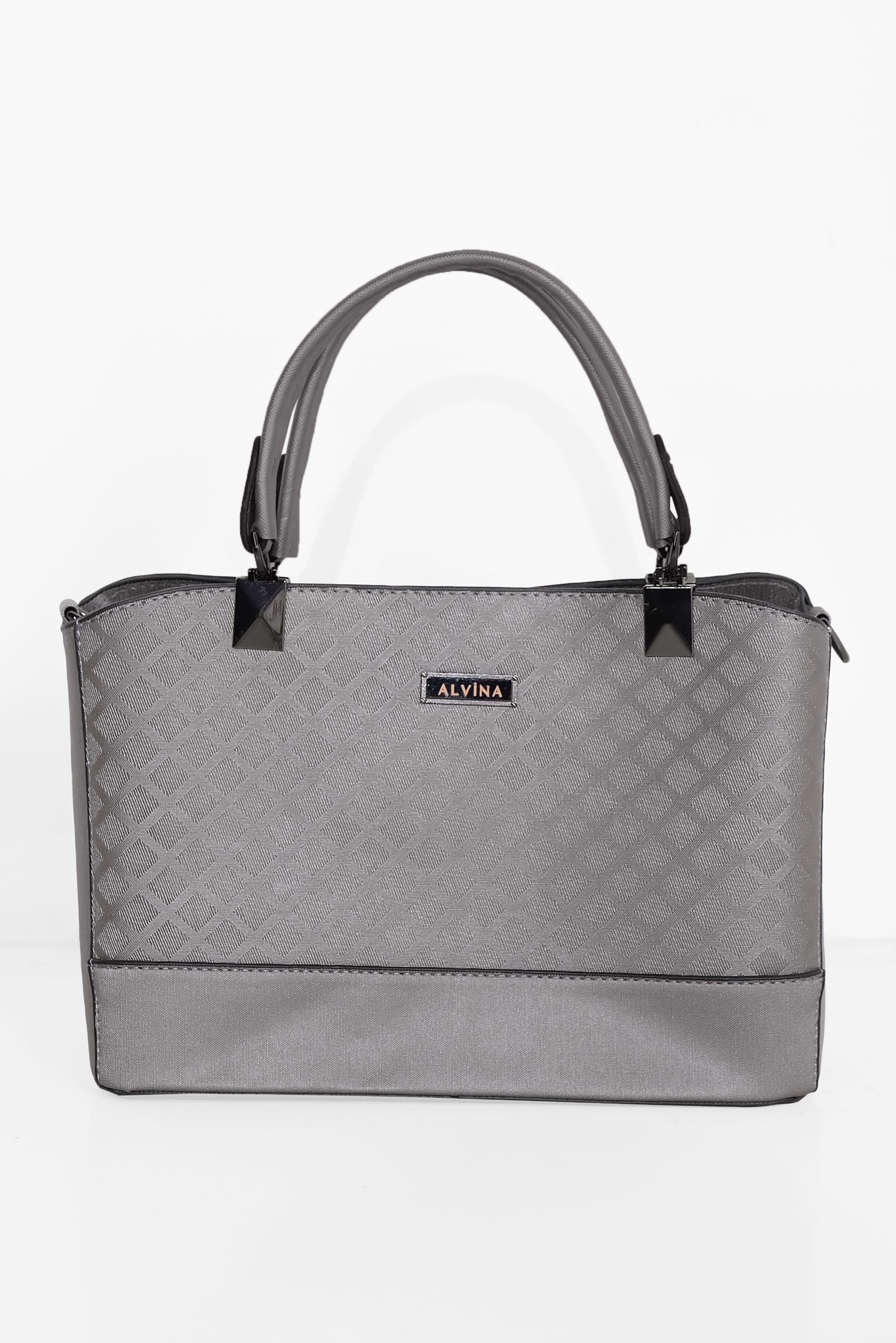 Tesettür giyim BEJ ALVİNA GEOMETRİK DESENLİ TOTE ÇANTA 1803 