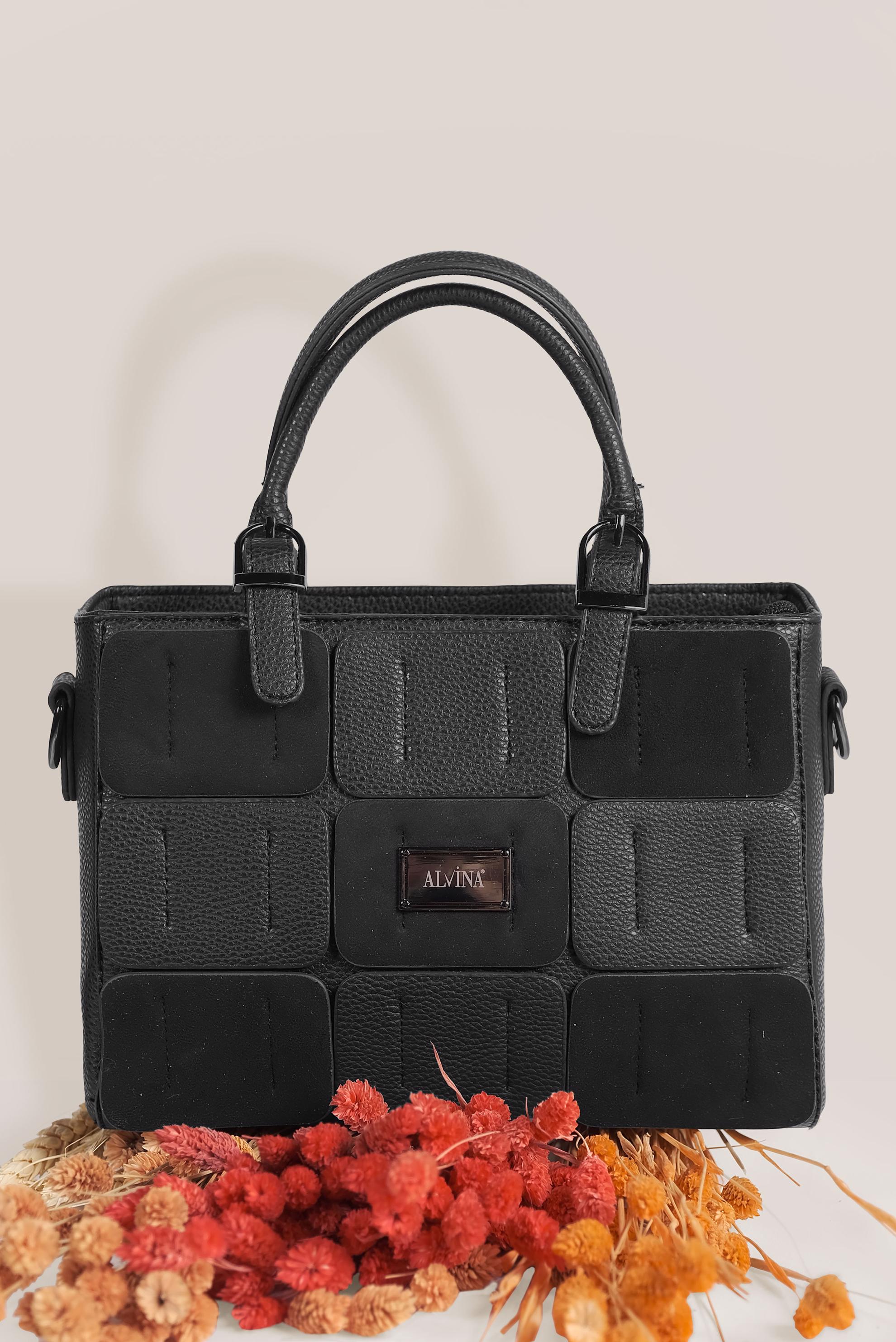 Tesettür giyim SİYAH ALVİNA DERİ VE SUET DETAYLI ÇANTA 2035 