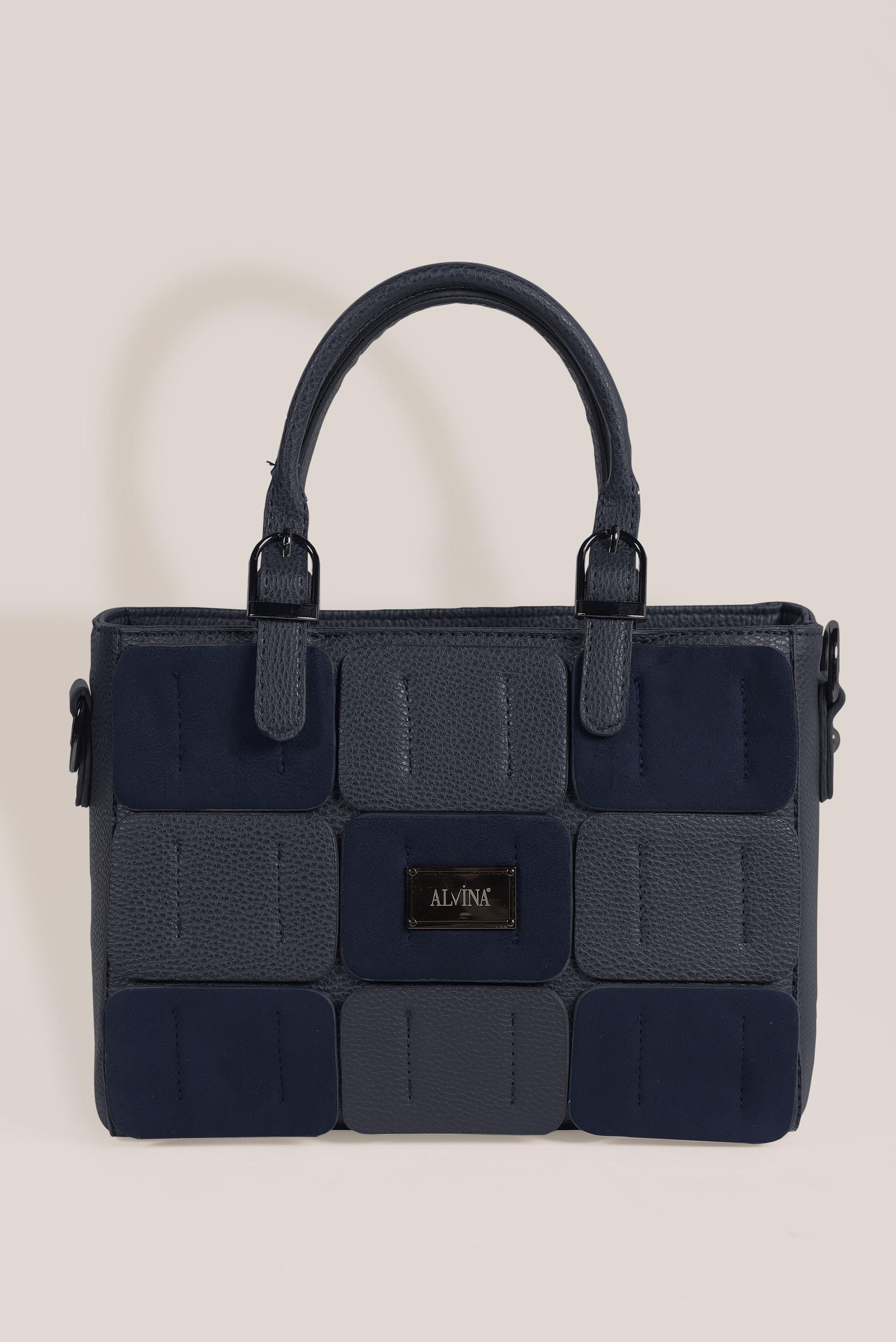 Tesettür giyim LACİVERT ALVİNA DERİ VE SUET DETAYLI ÇANTA 2035 