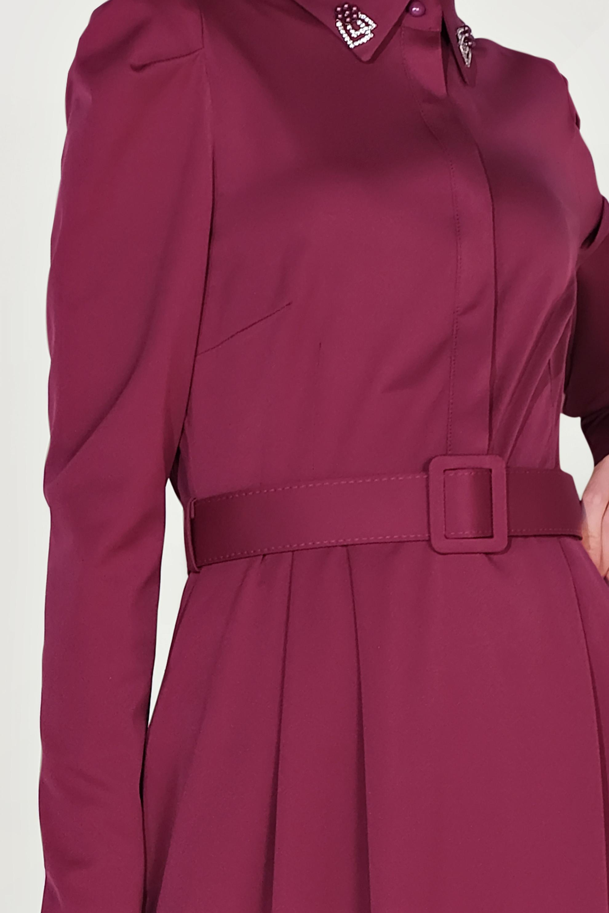 Tesettür giyim MOR YAKASI TAŞLI ELBİSE 40455