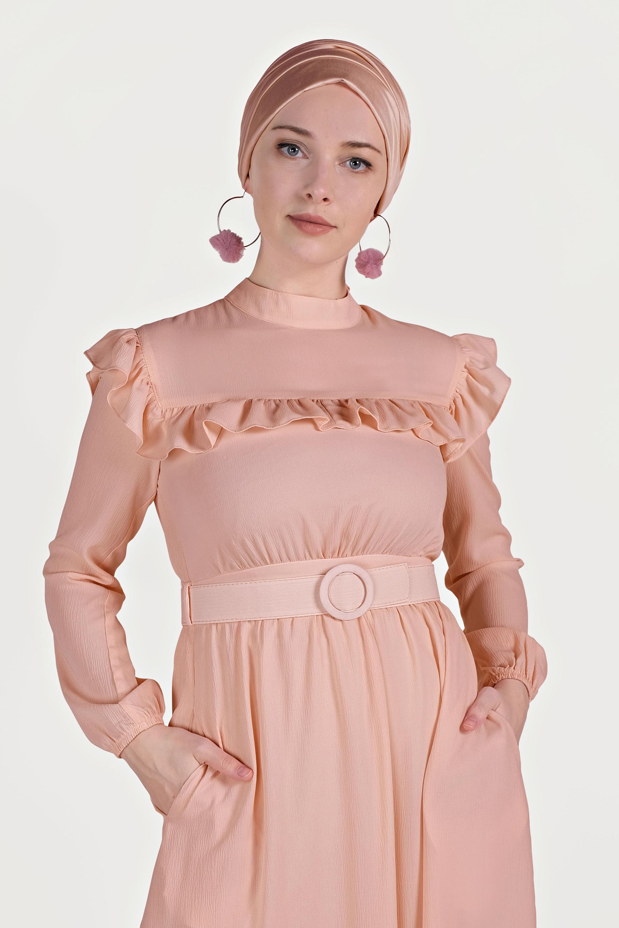 Hijab clothing POWDER RUFFLED DRESS 40462 