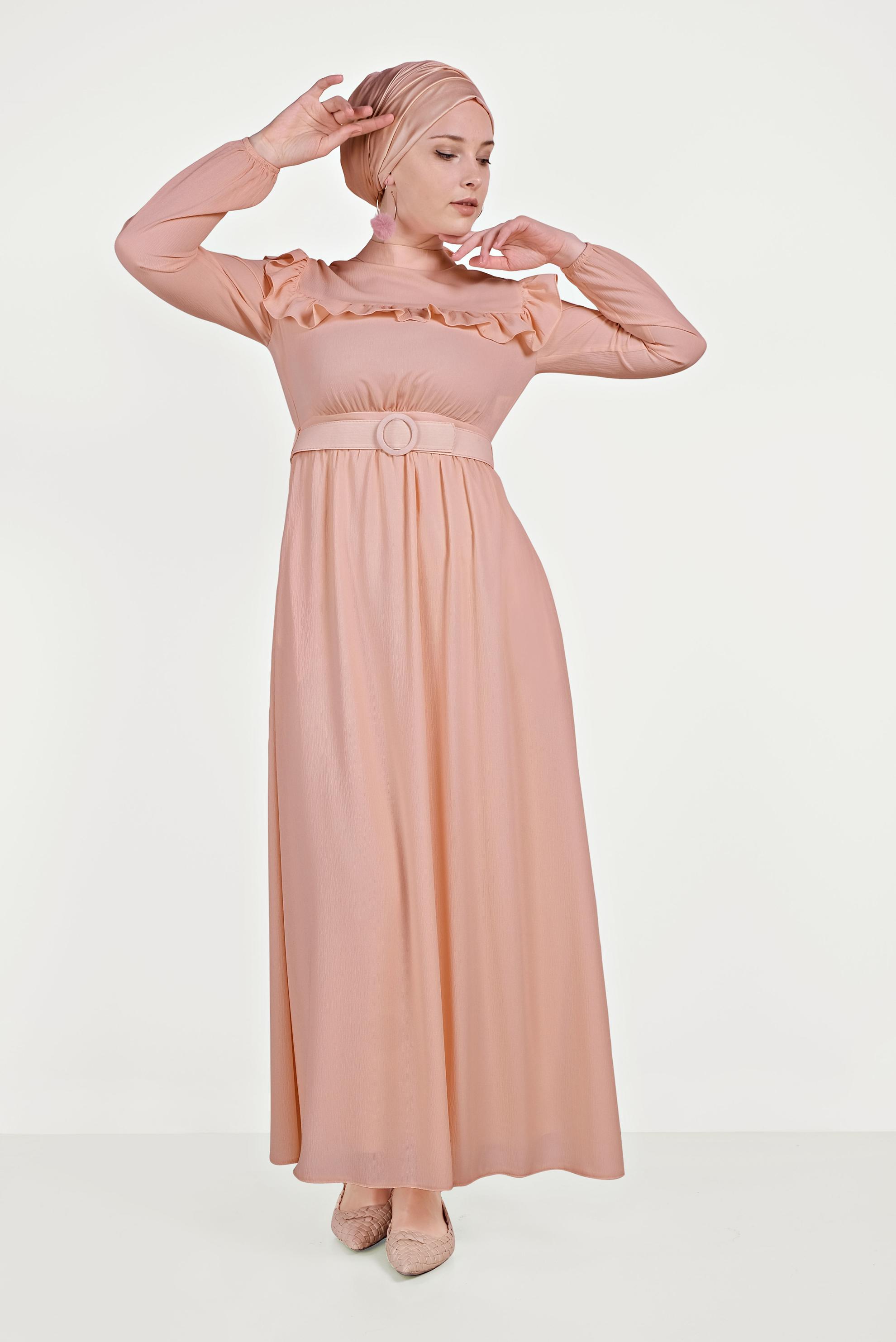 Hijab clothing POWDER RUFFLED DRESS 40462 