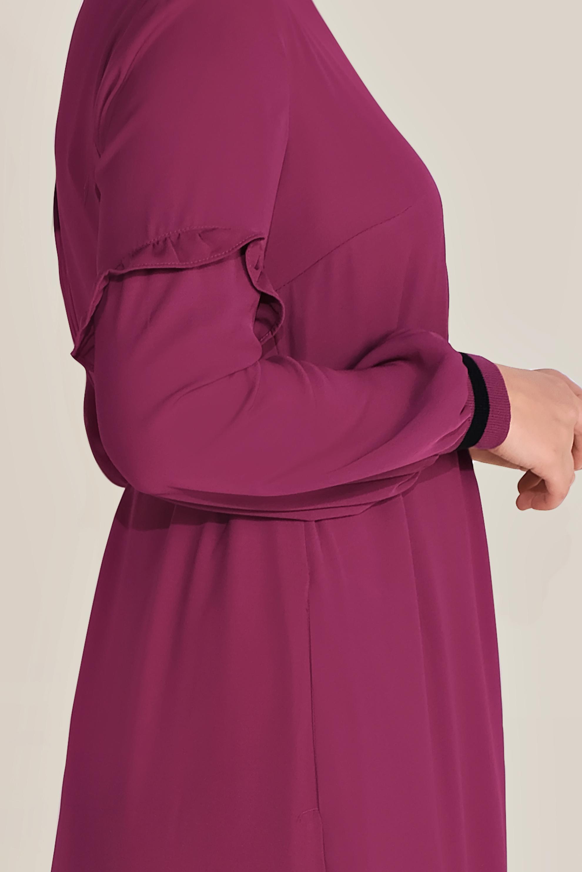 Tesettür giyim MOR VOLAN DETAYLI TESETTÜR ELBİSE 40464-1