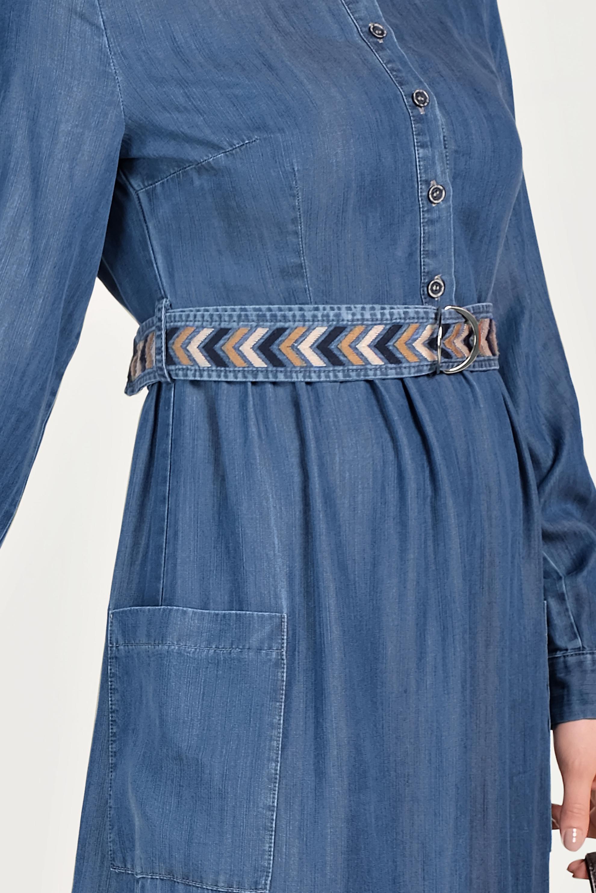 Tesettür giyim LACİVERT DÜĞME DETAYLI DENİM ELBİSE 40541