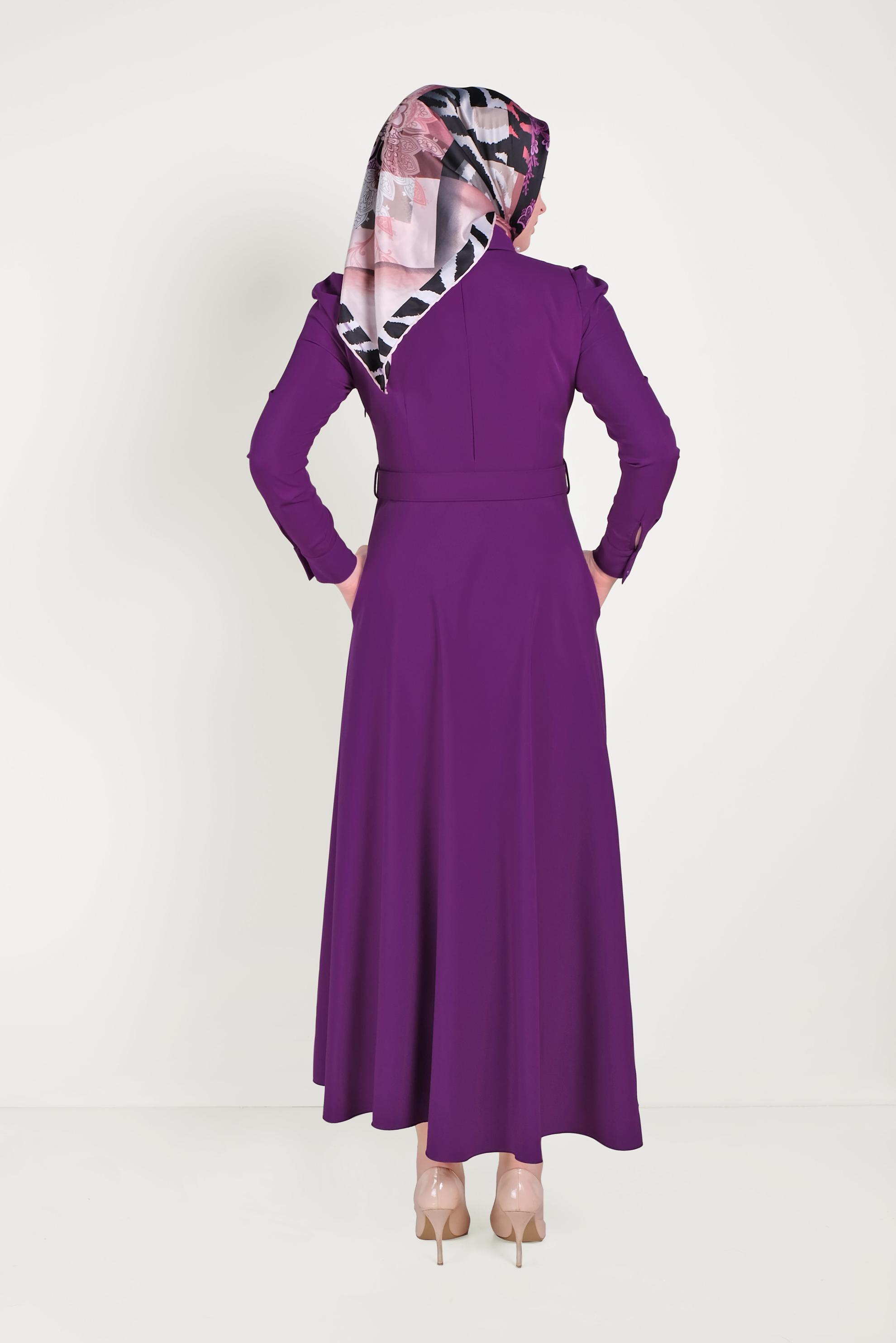 Hijab clothing PURPLE PEARL DETAIL DRESS 40559 