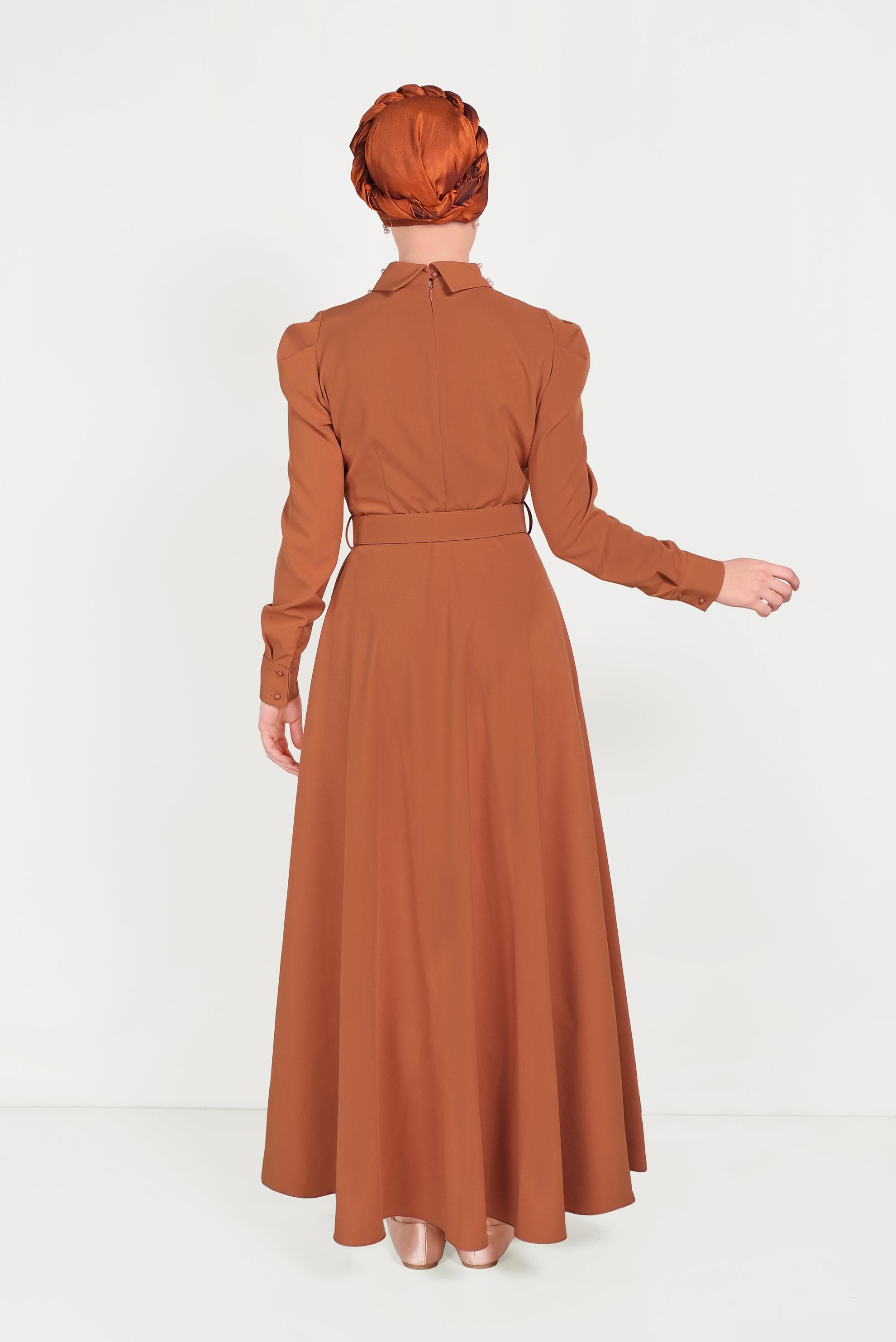 Hijab clothing ORANGE PEARL DETAIL DRESS 40559 