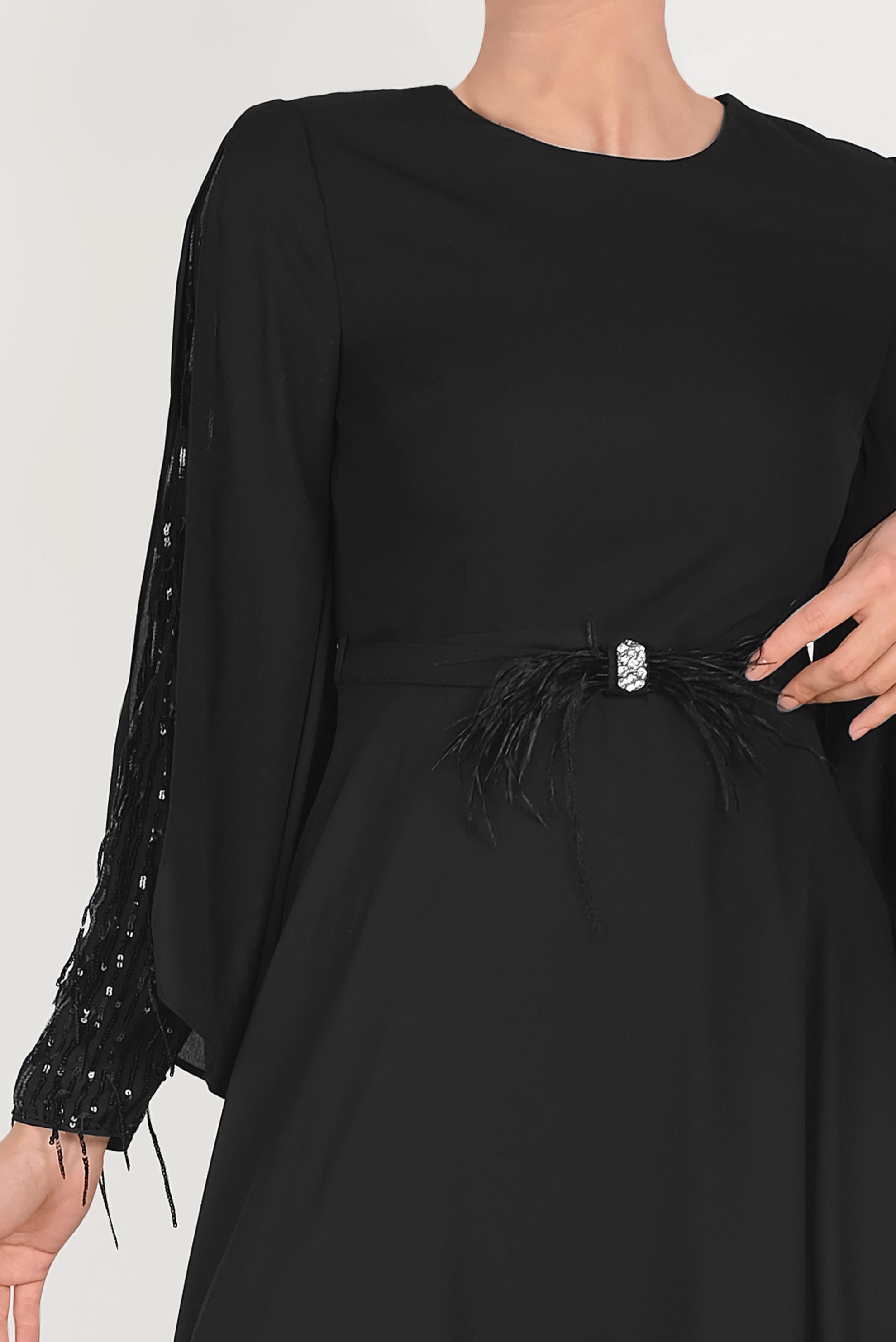 Tesettür giyim SİYAH PUL PAYETLİ ELBİSE 40566