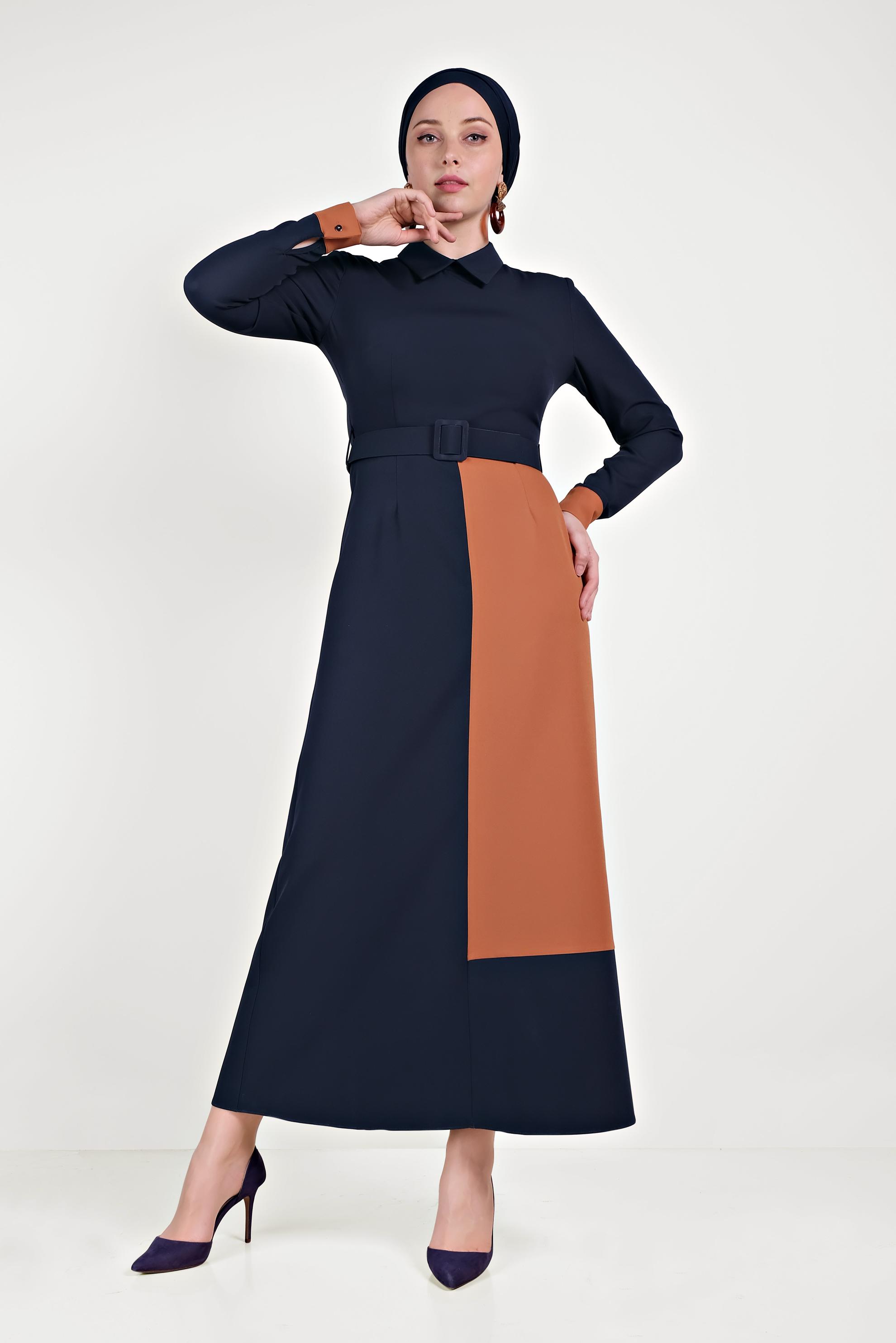 Hijab clothing NAVY BLUE COLORED DRESS 40580 