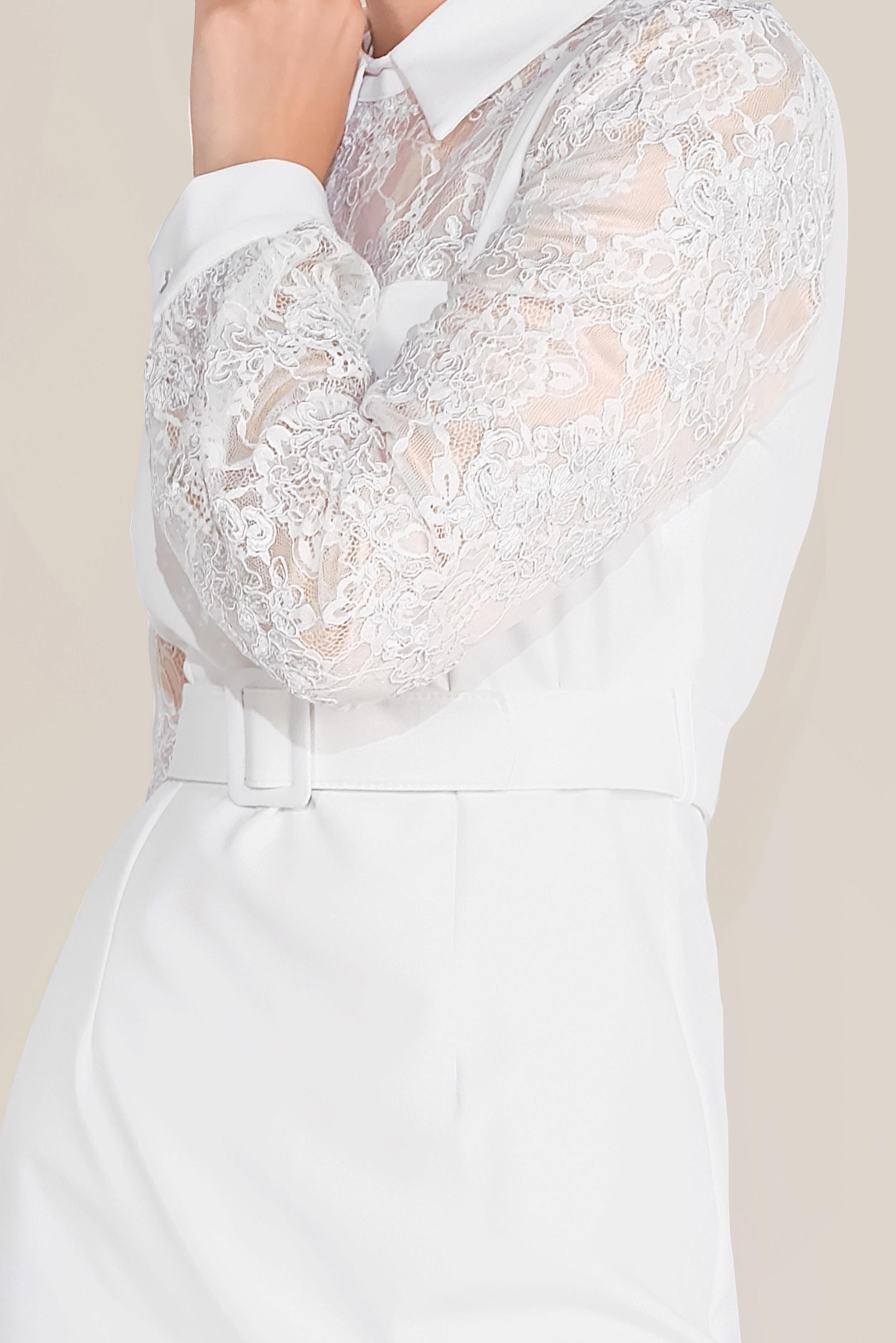 Tesettür giyim BEYAZ DANTEL DETAYLI ELBİSE 40584 