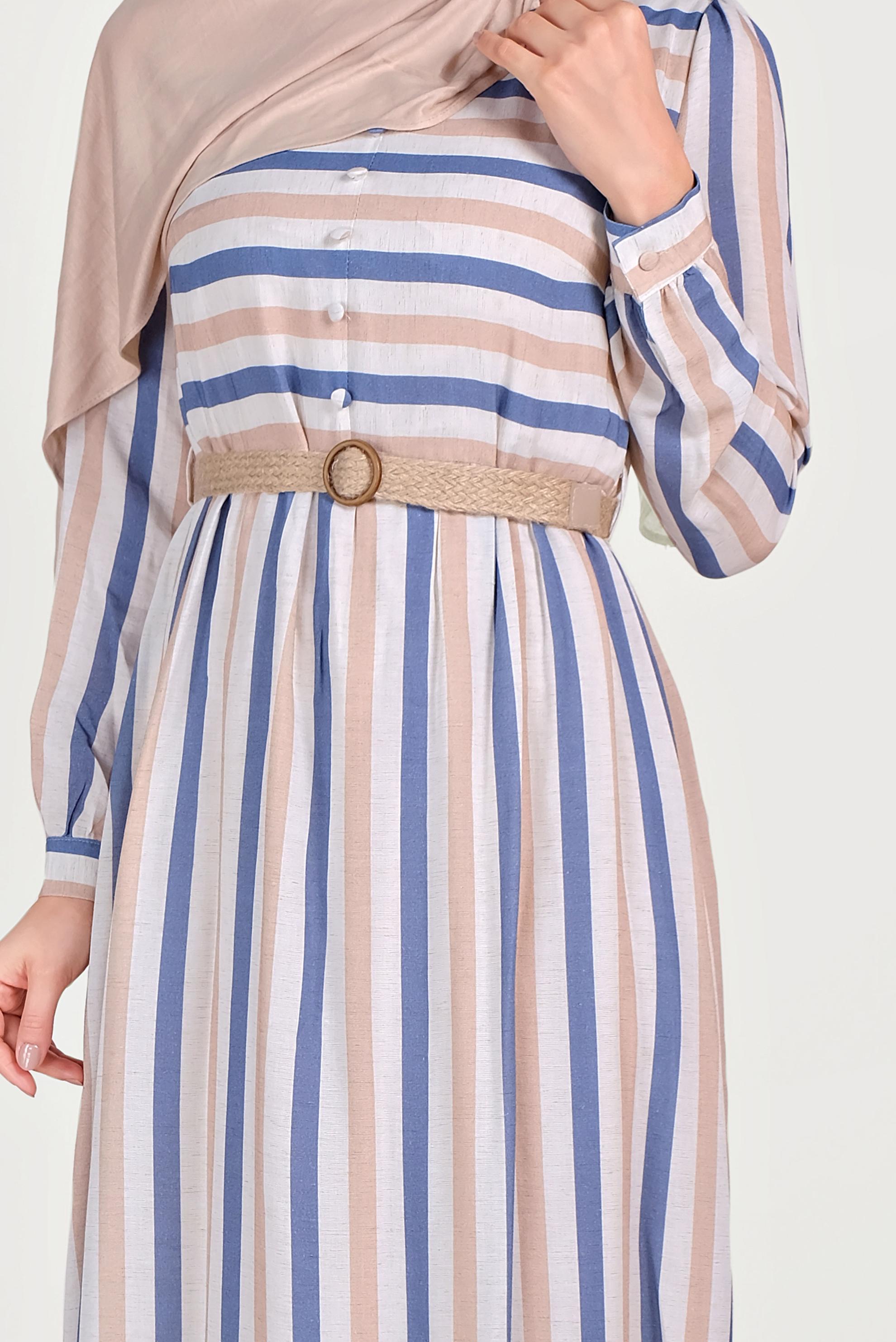 Hijab clothing NAVY BLUE STRIPED DRESS 40705 