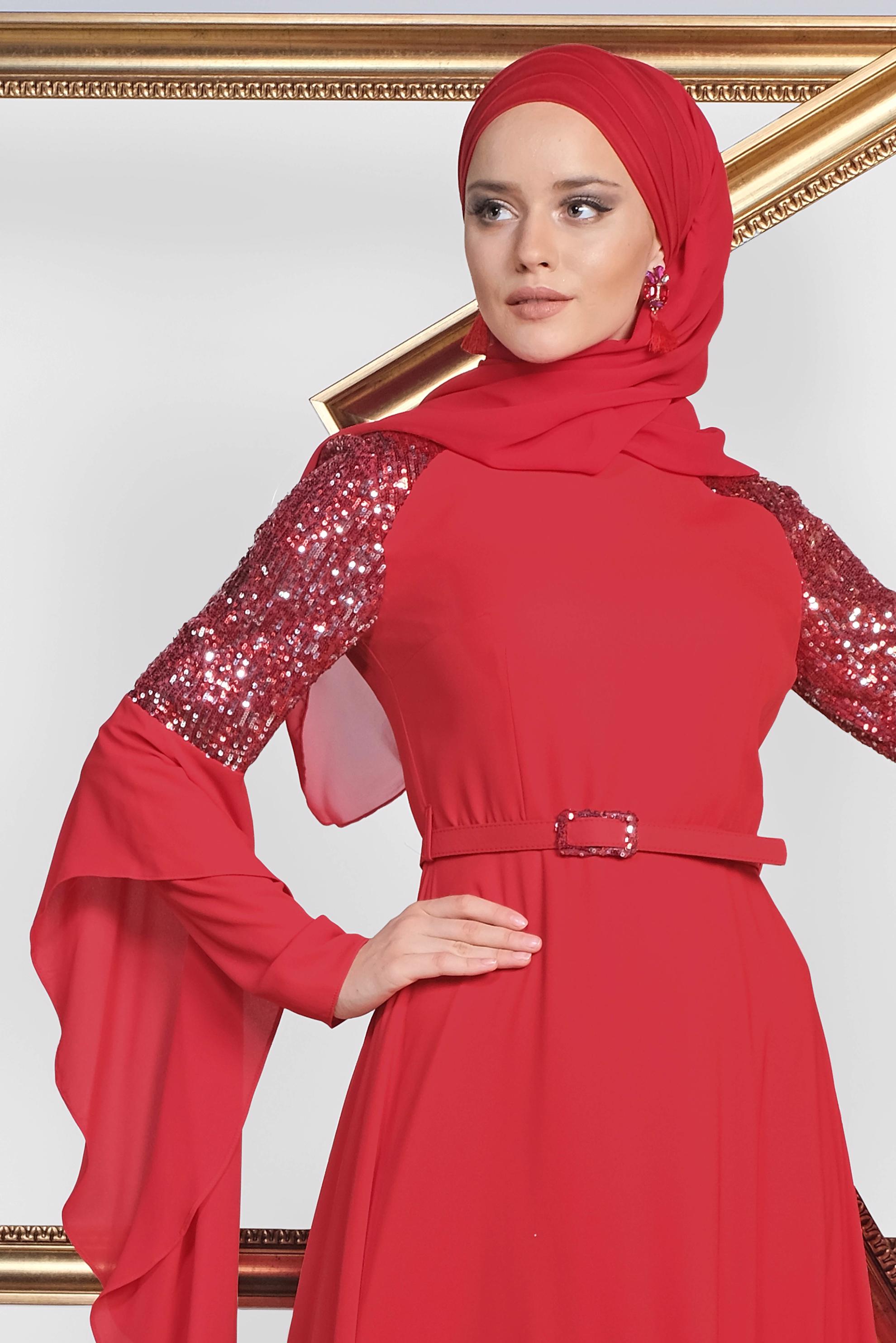 Vêtements hijab ROUGE ROBE DE SOIRÉE SALAS 4217