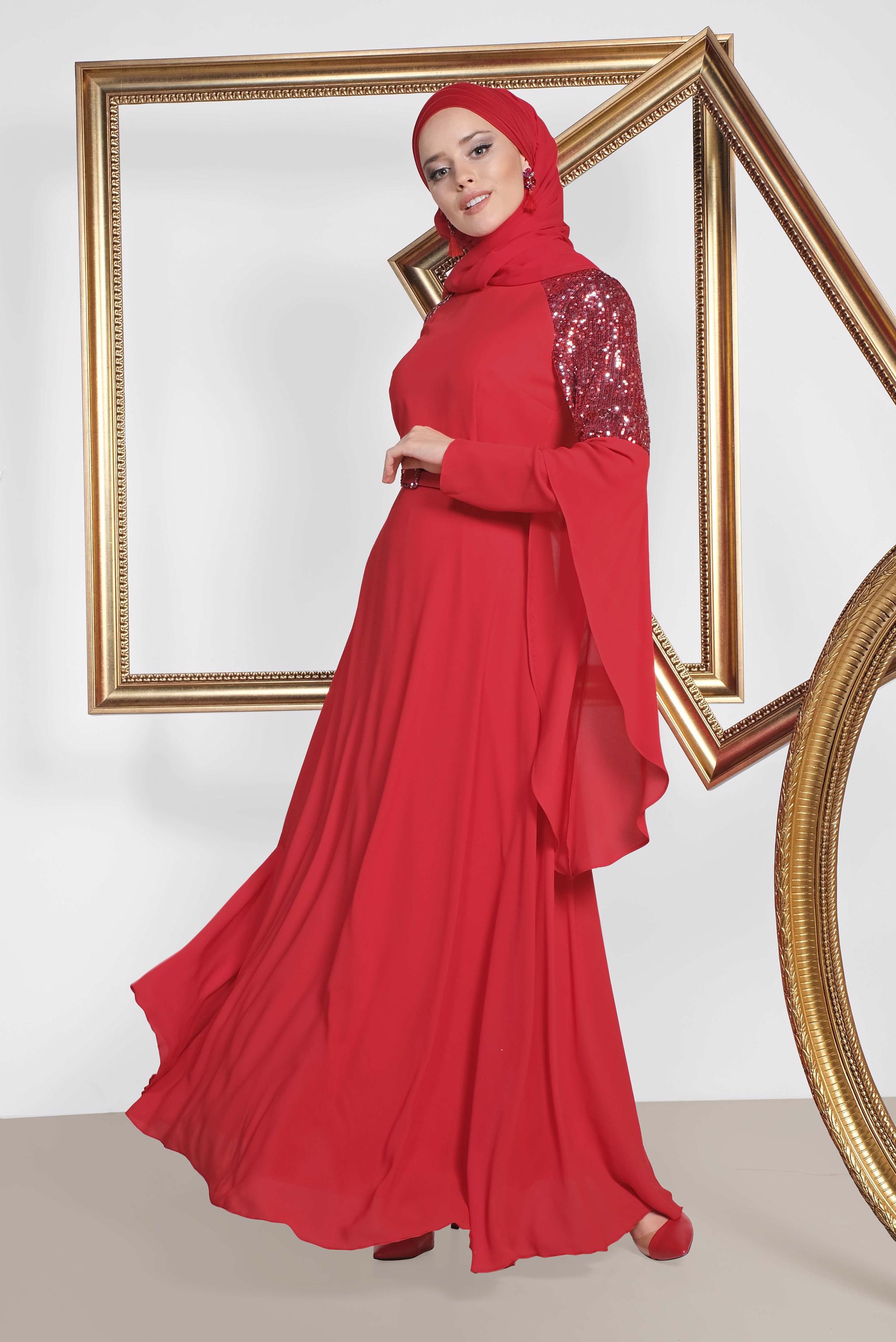 Vêtements hijab ROUGE ROBE DE SOIRÉE SALAS 4217