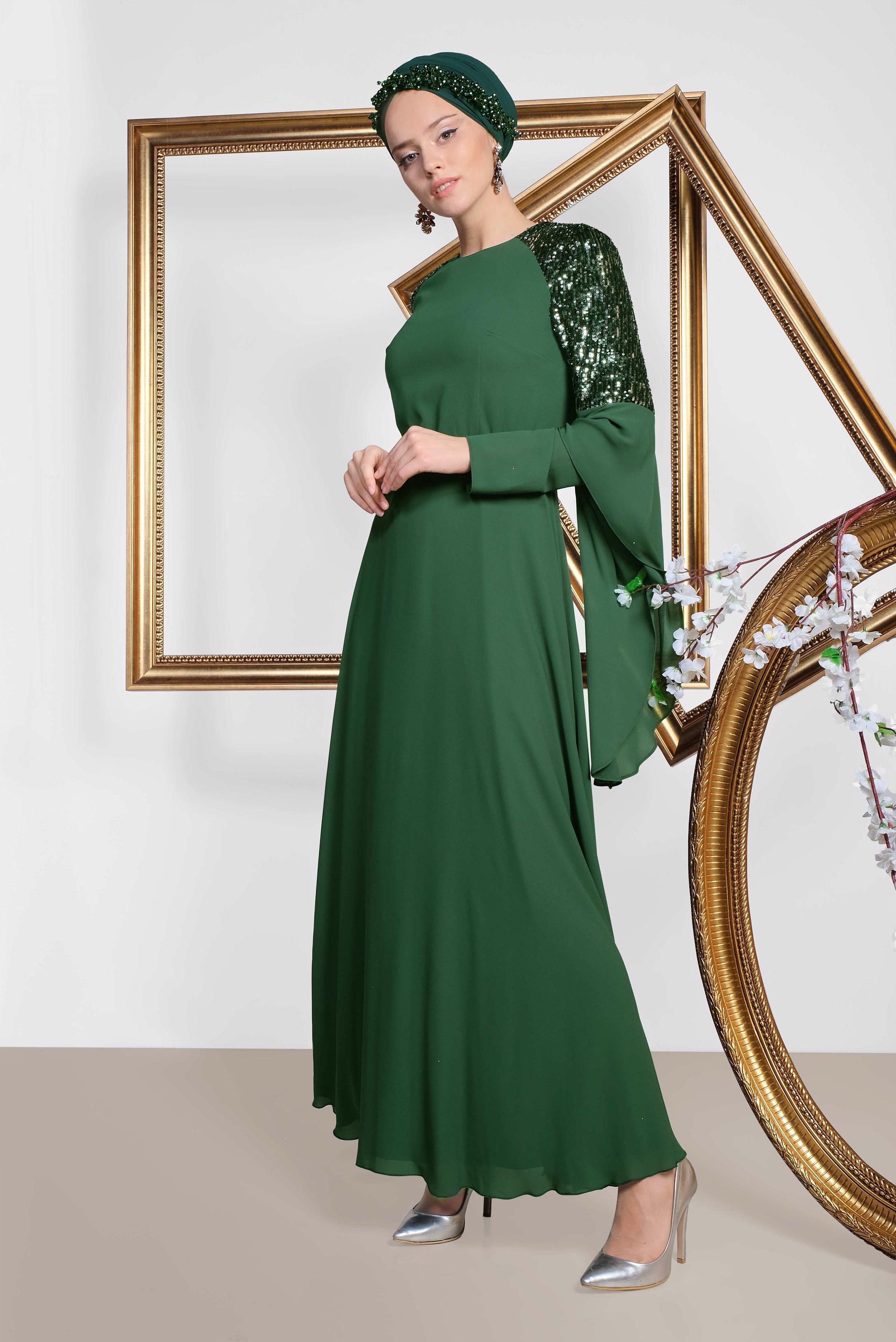 Vêtements hijab VERT ROBE DE SOIRÉE SALAS 4217