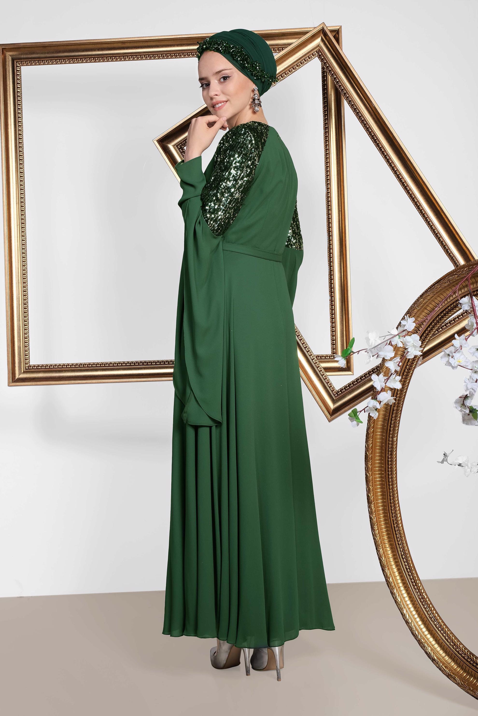 Vêtements hijab VERT ROBE DE SOIRÉE SALAS 4217