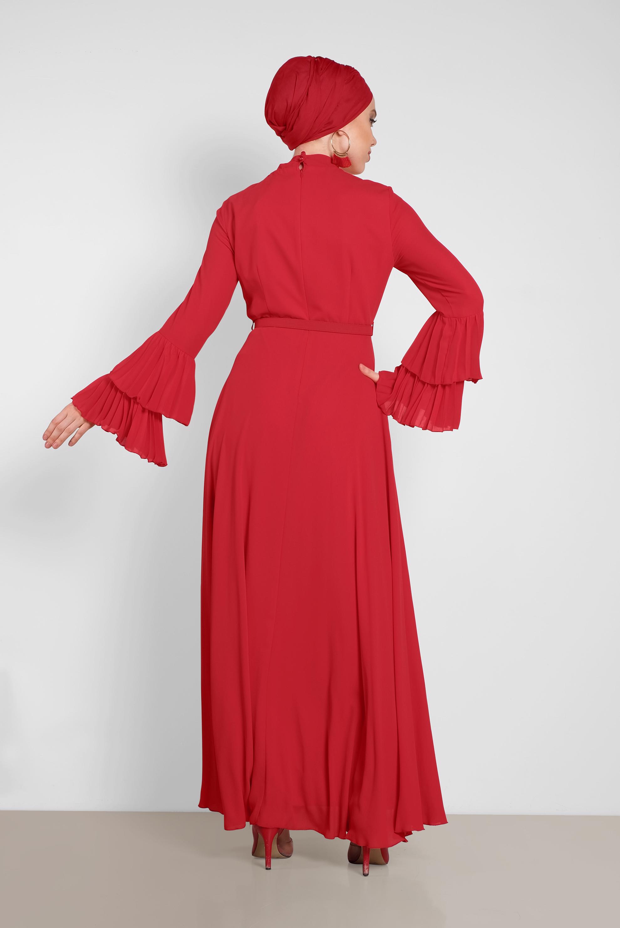 Vêtements hijab ROUGE ROBE PLISSÉE 4219