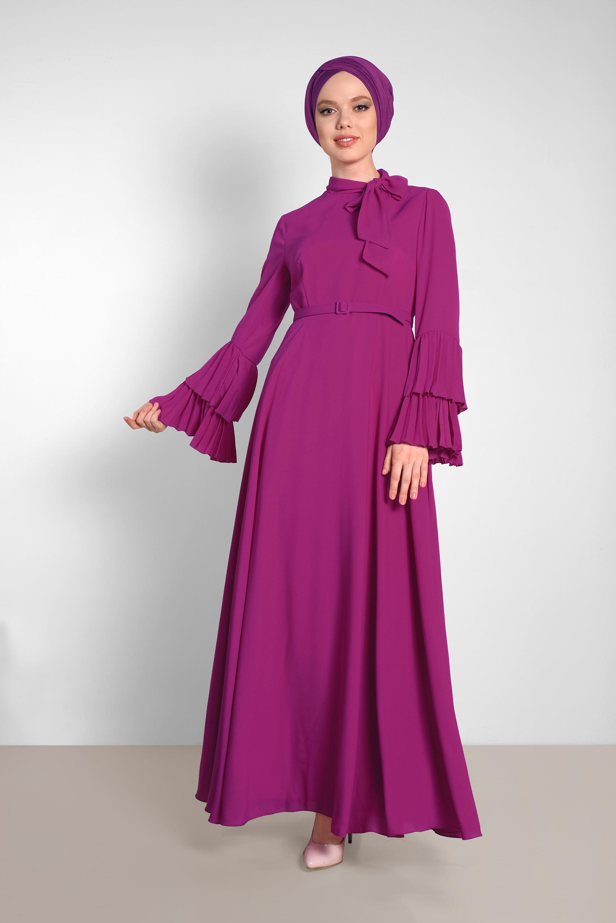 Vêtements hijab POURPRE ROBE PLISSÉE 4219