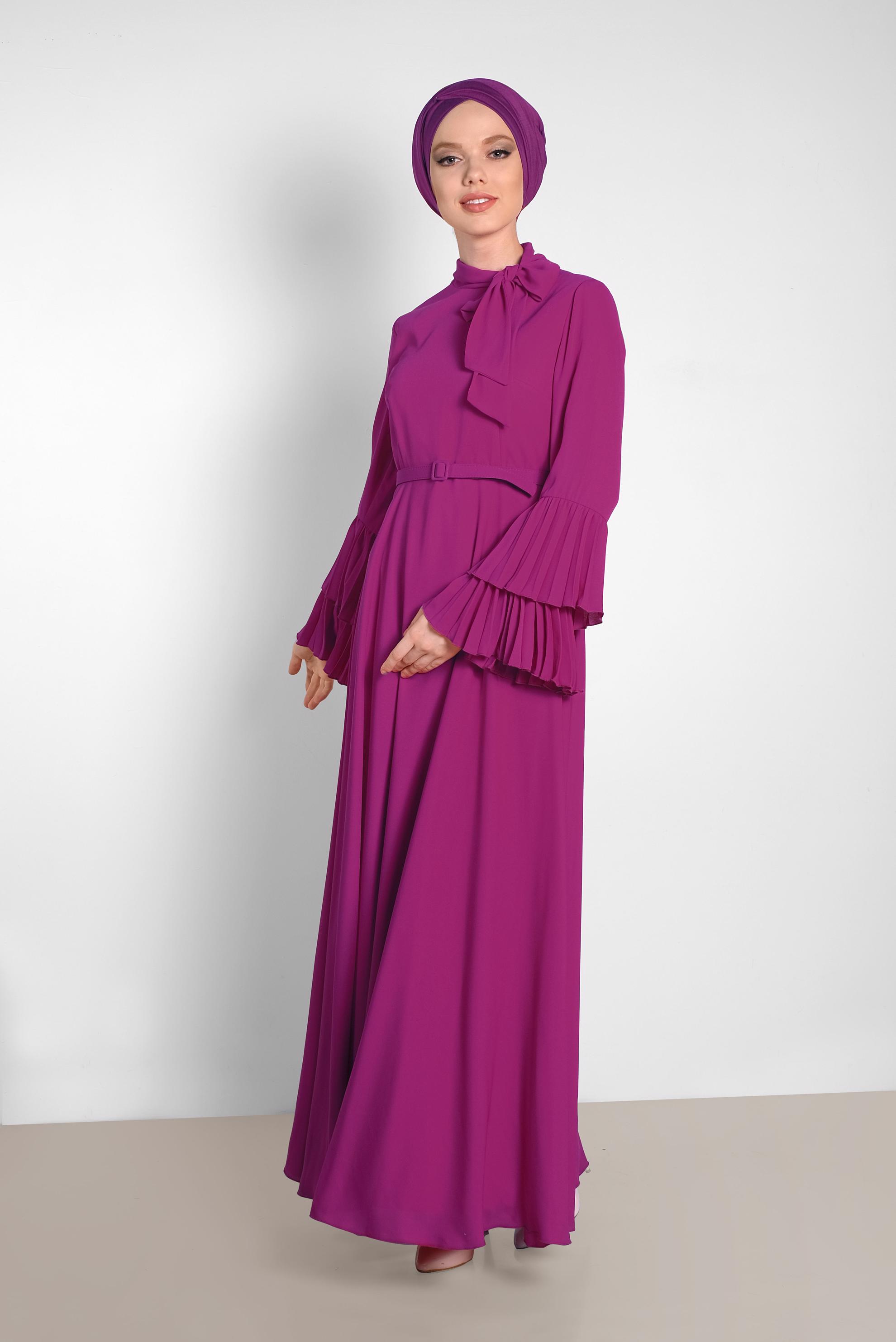Vêtements hijab POURPRE ROBE PLISSÉE 4219