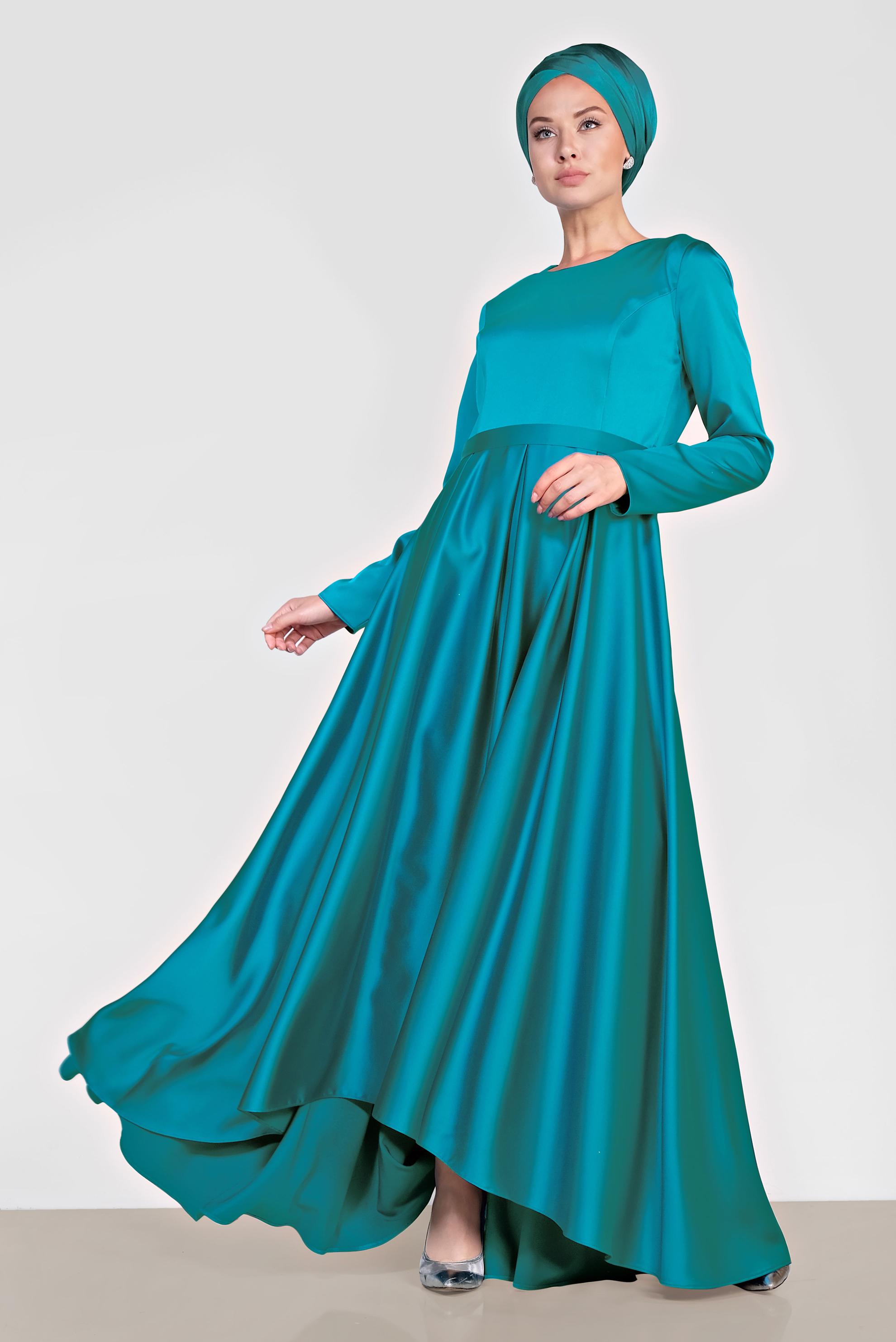 Vêtements hijab BLEU ROBE DE SOIRÉE SATIN 4226