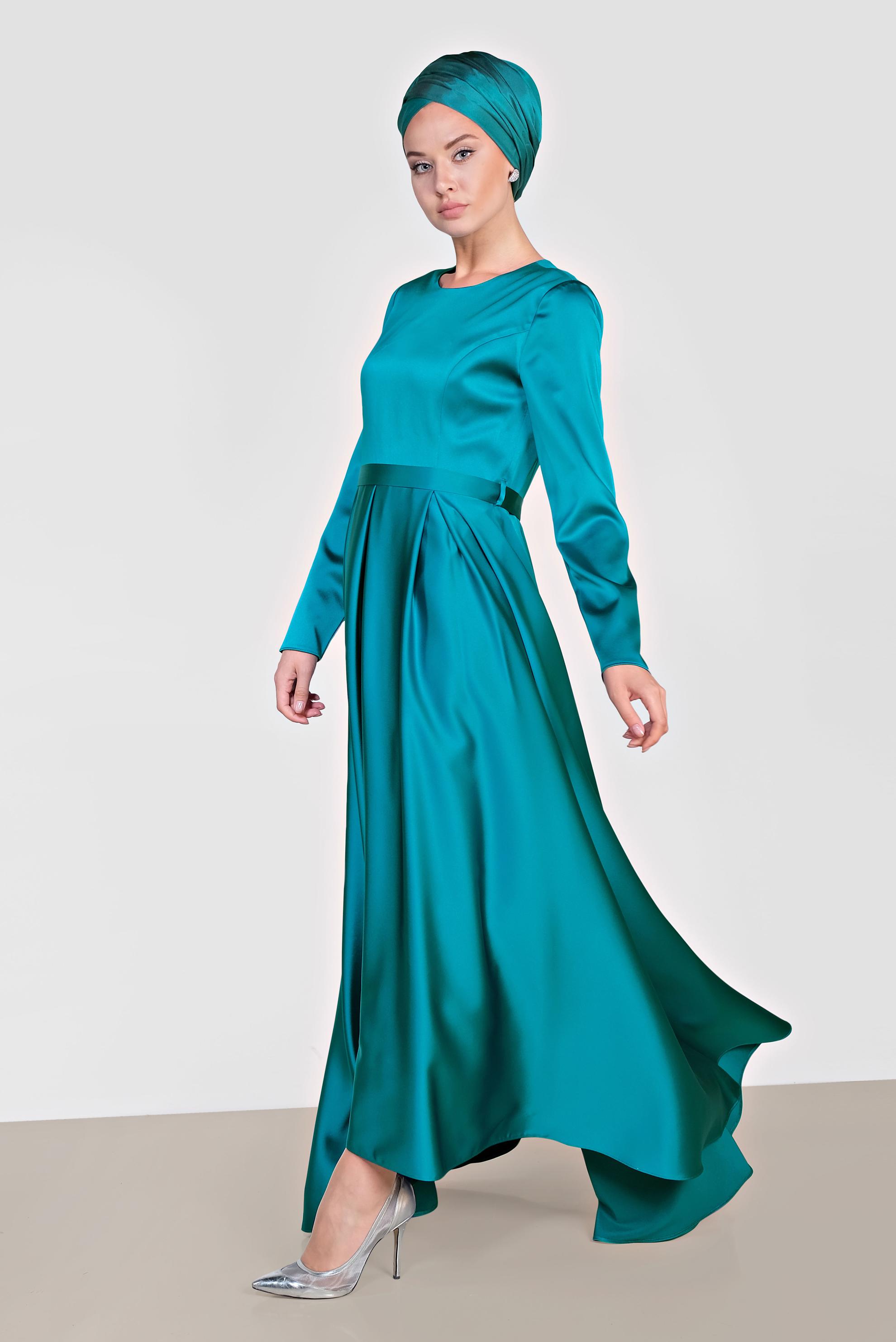 Vêtements hijab BLEU ROBE DE SOIRÉE SATIN 4226