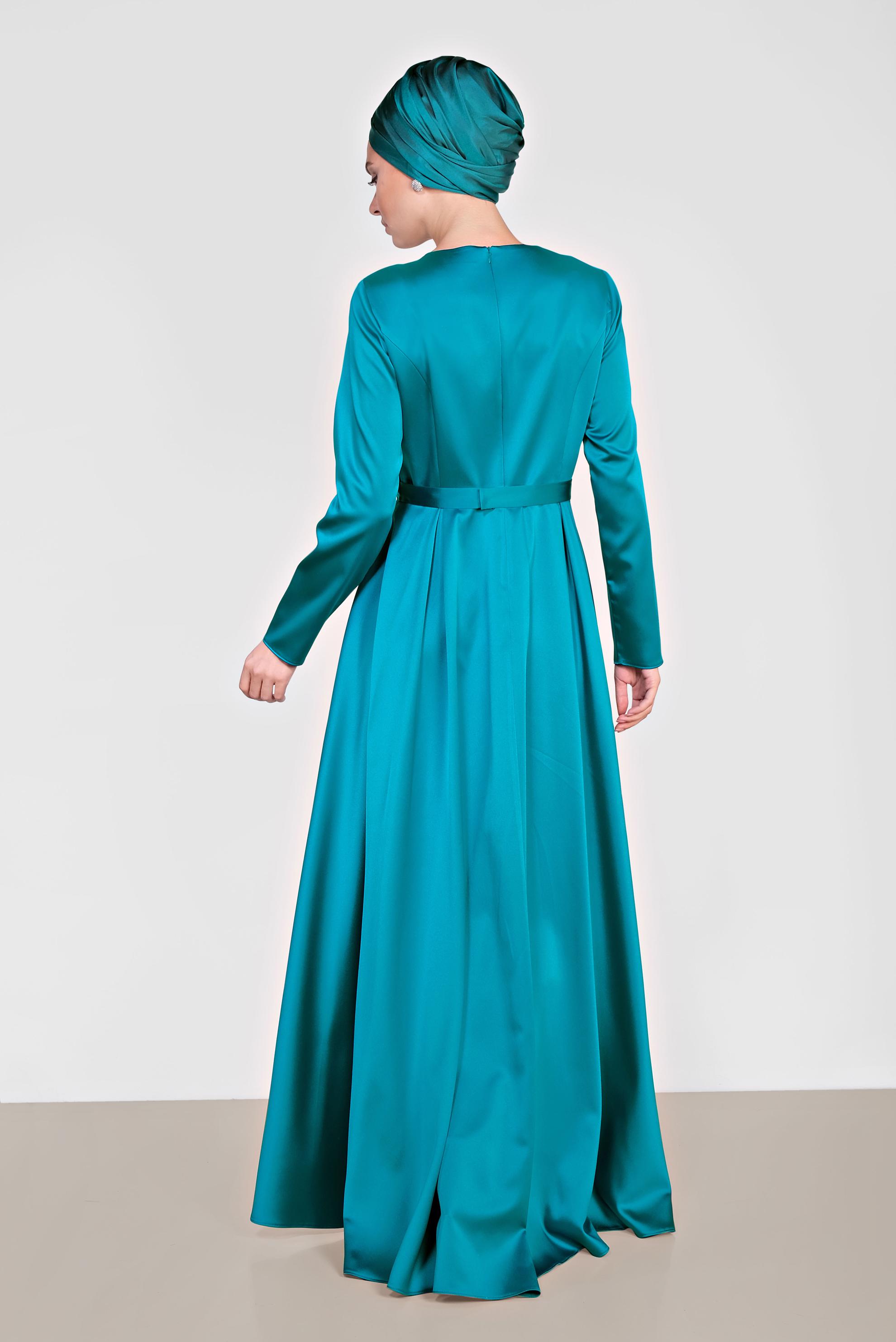 Vêtements hijab BLEU ROBE DE SOIRÉE SATIN 4226