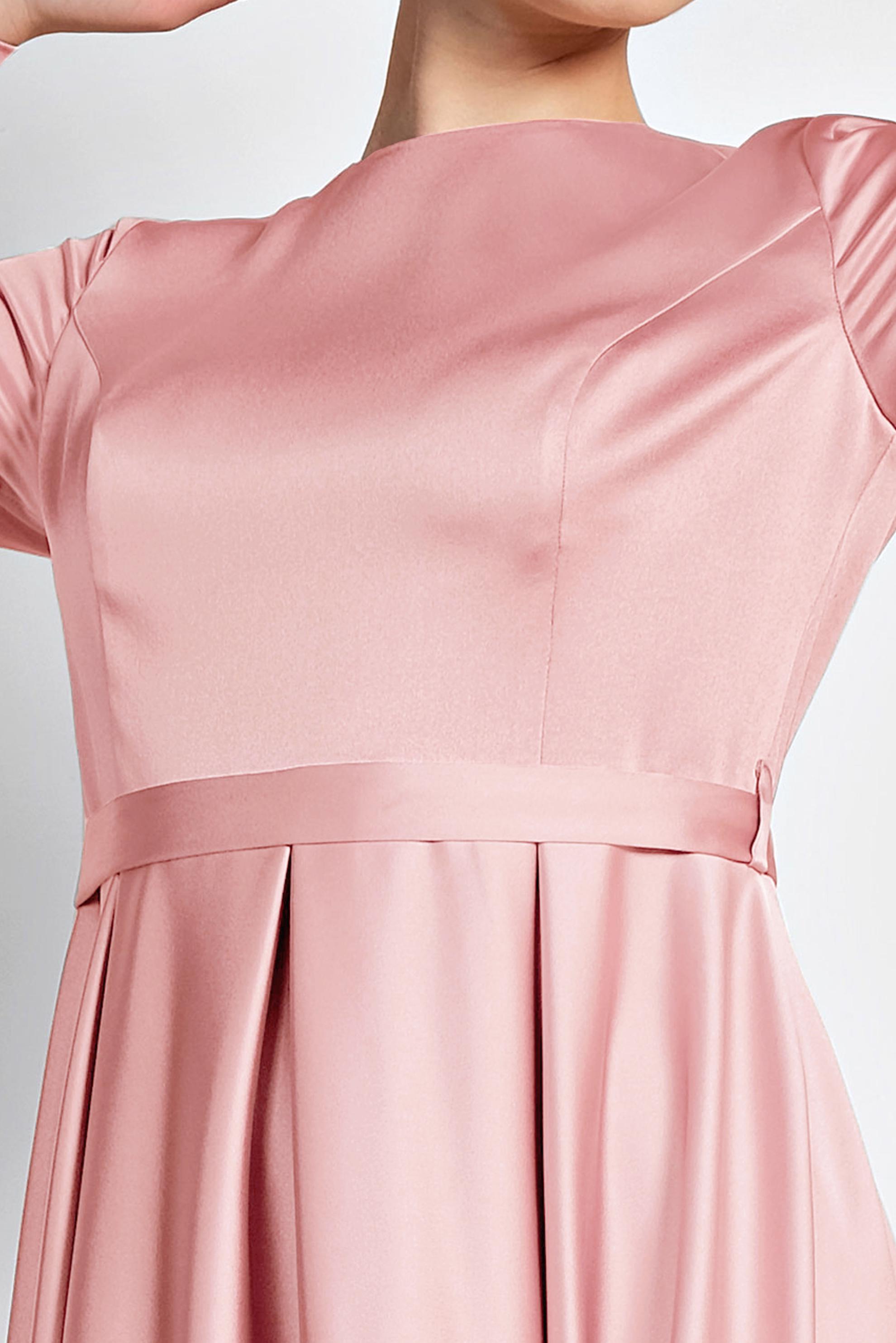 Tesettür giyim PEMBE SATEN ABİYE ELBİSE 4226