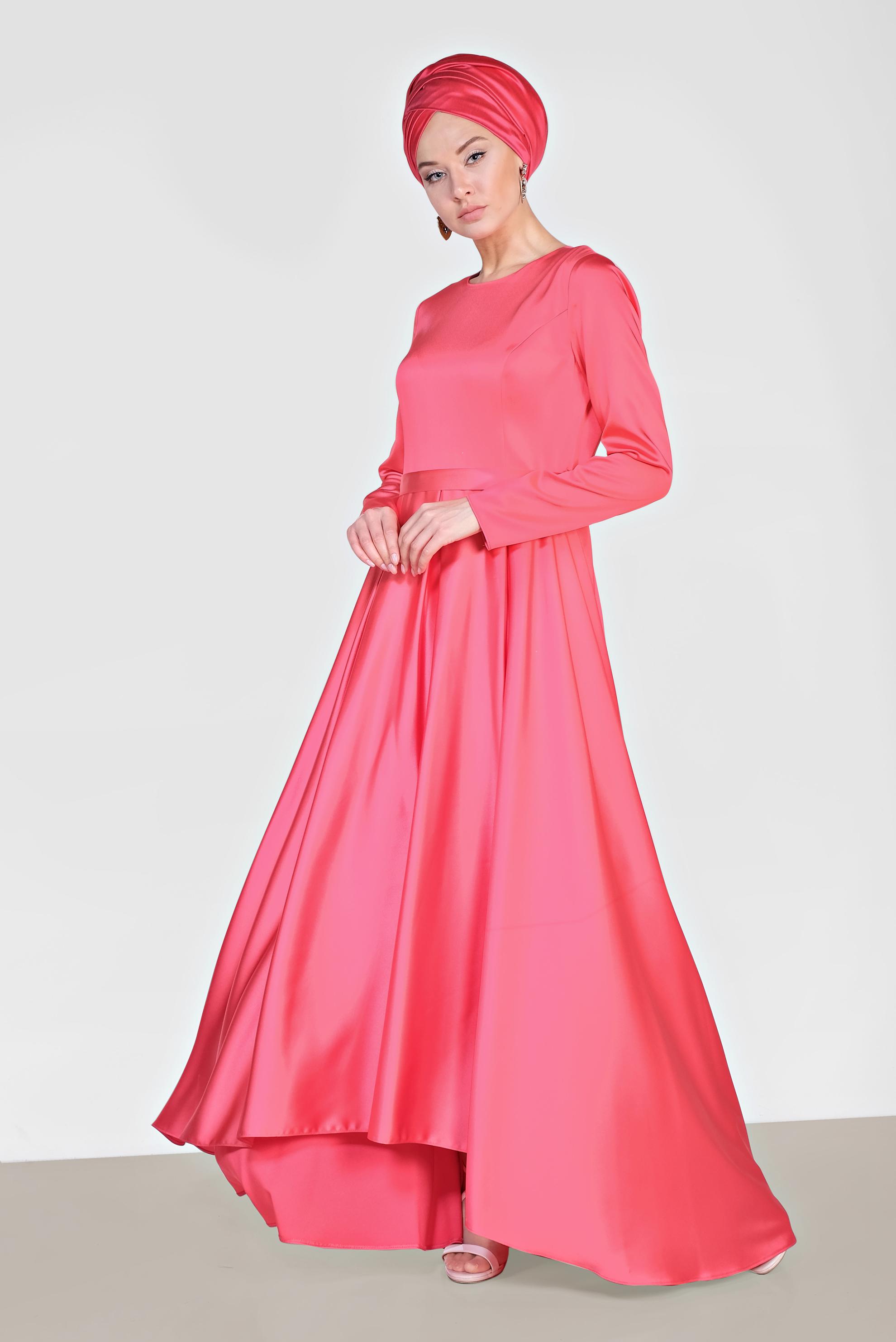 Vêtements hijab CORAIL ROBE DE SOIRÉE SATIN 4226
