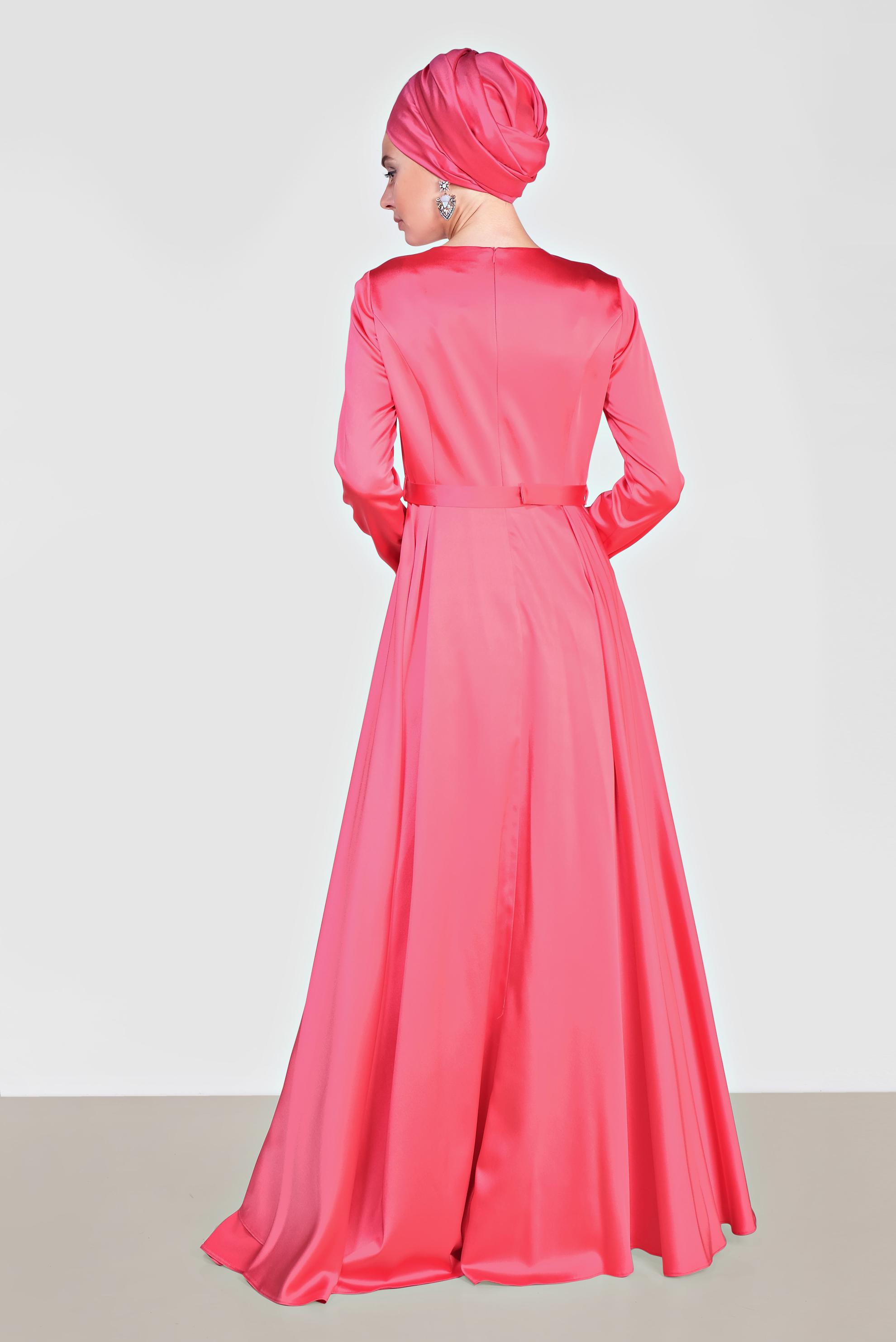 Vêtements hijab CORAIL ROBE DE SOIRÉE SATIN 4226