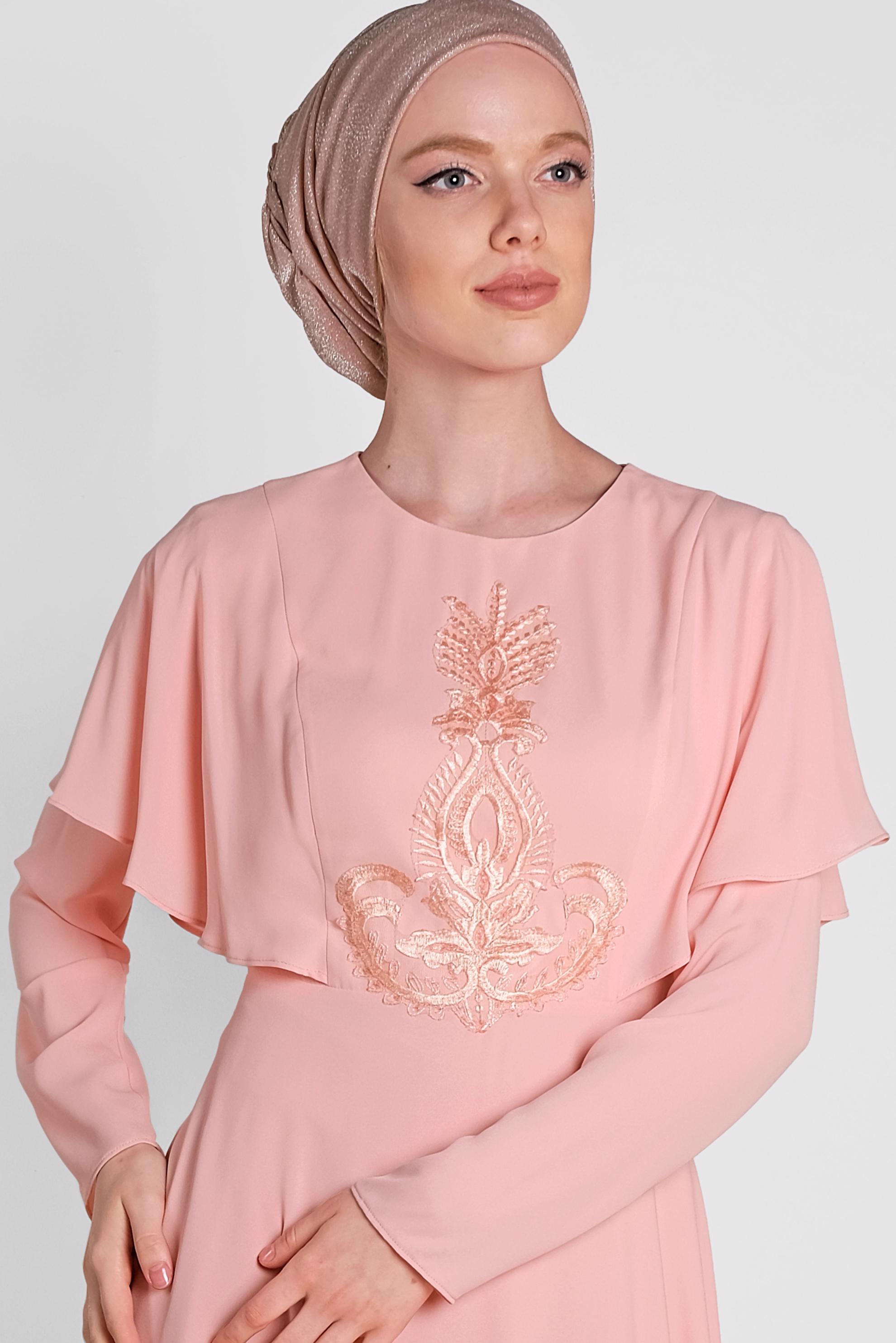 Vêtements hijab POUDRE ROBE À VOLANTS AVEC BRODERIE 4268