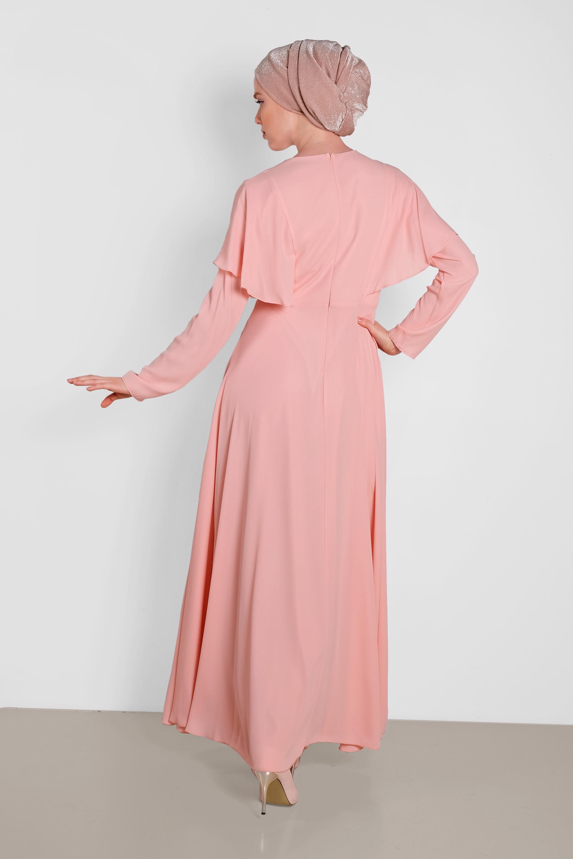 Vêtements hijab POUDRE ROBE À VOLANTS AVEC BRODERIE 4268