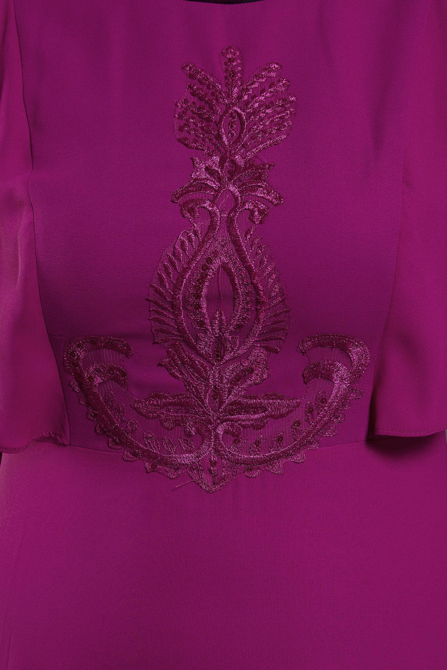 Tesettür giyim MOR NAKIŞ İŞLEMELİ VOLANLI ELBİSE 4268