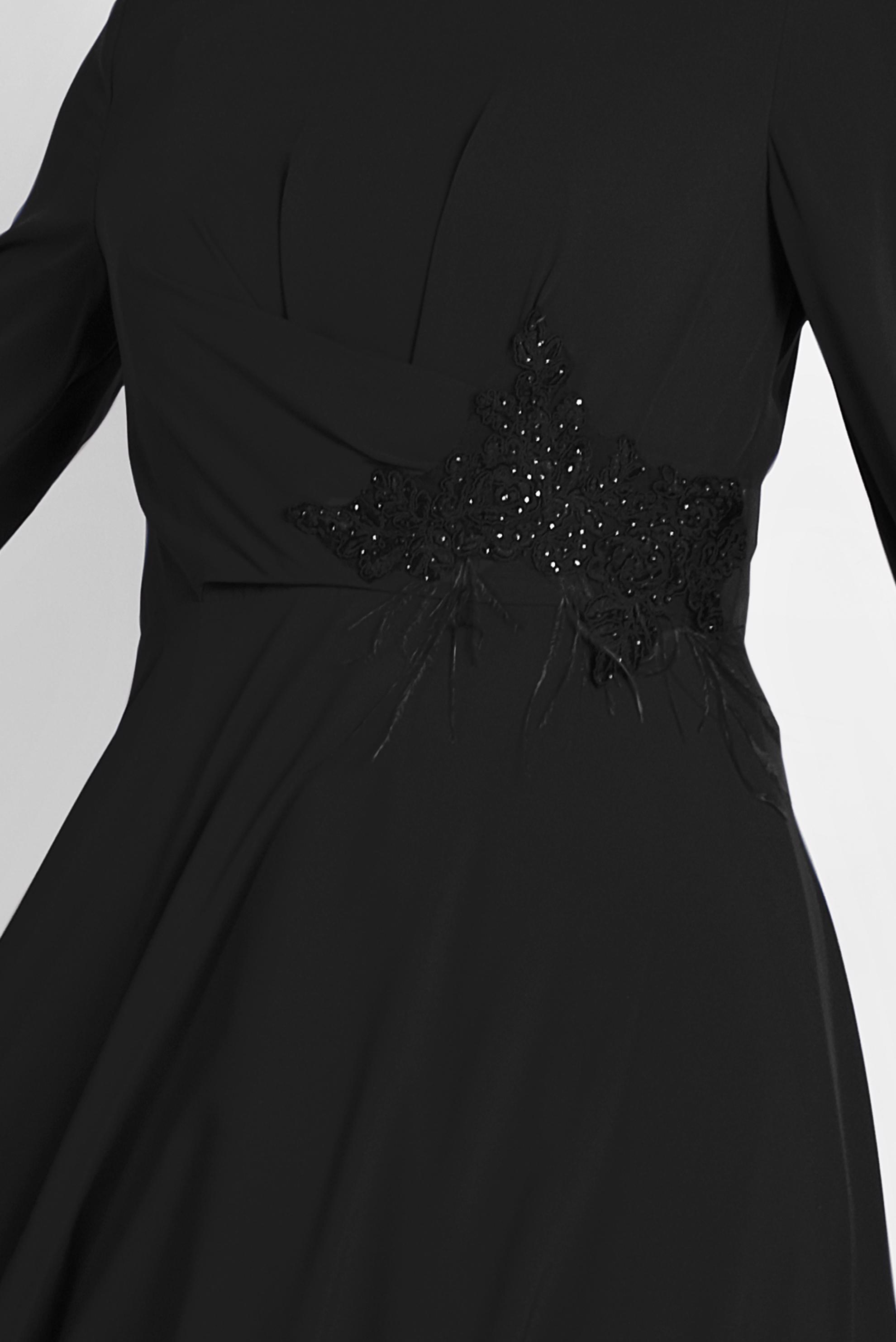 Tesettür giyim SİYAH GÜPÜR DETAYLI ELBİSE 4433