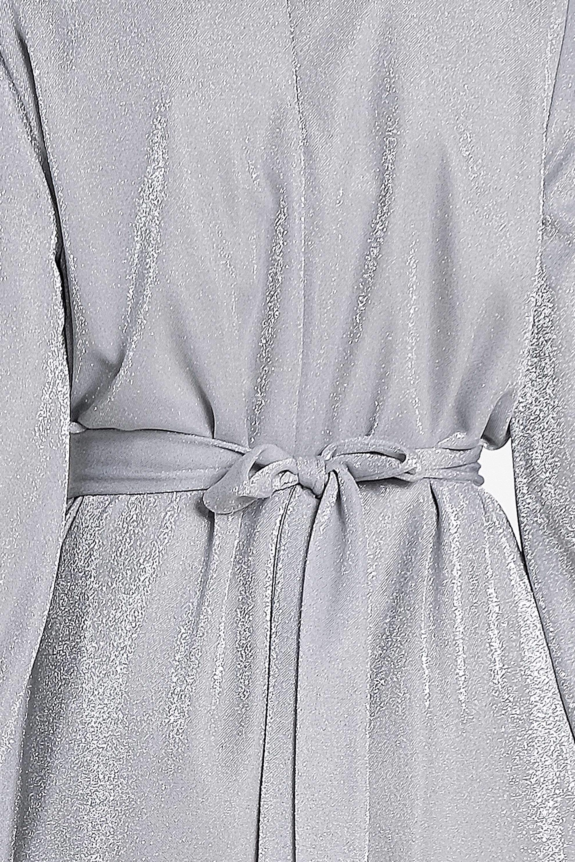 Tesettür giyim GRİ KUŞAKLI SİMLİ ELBİSE 4466