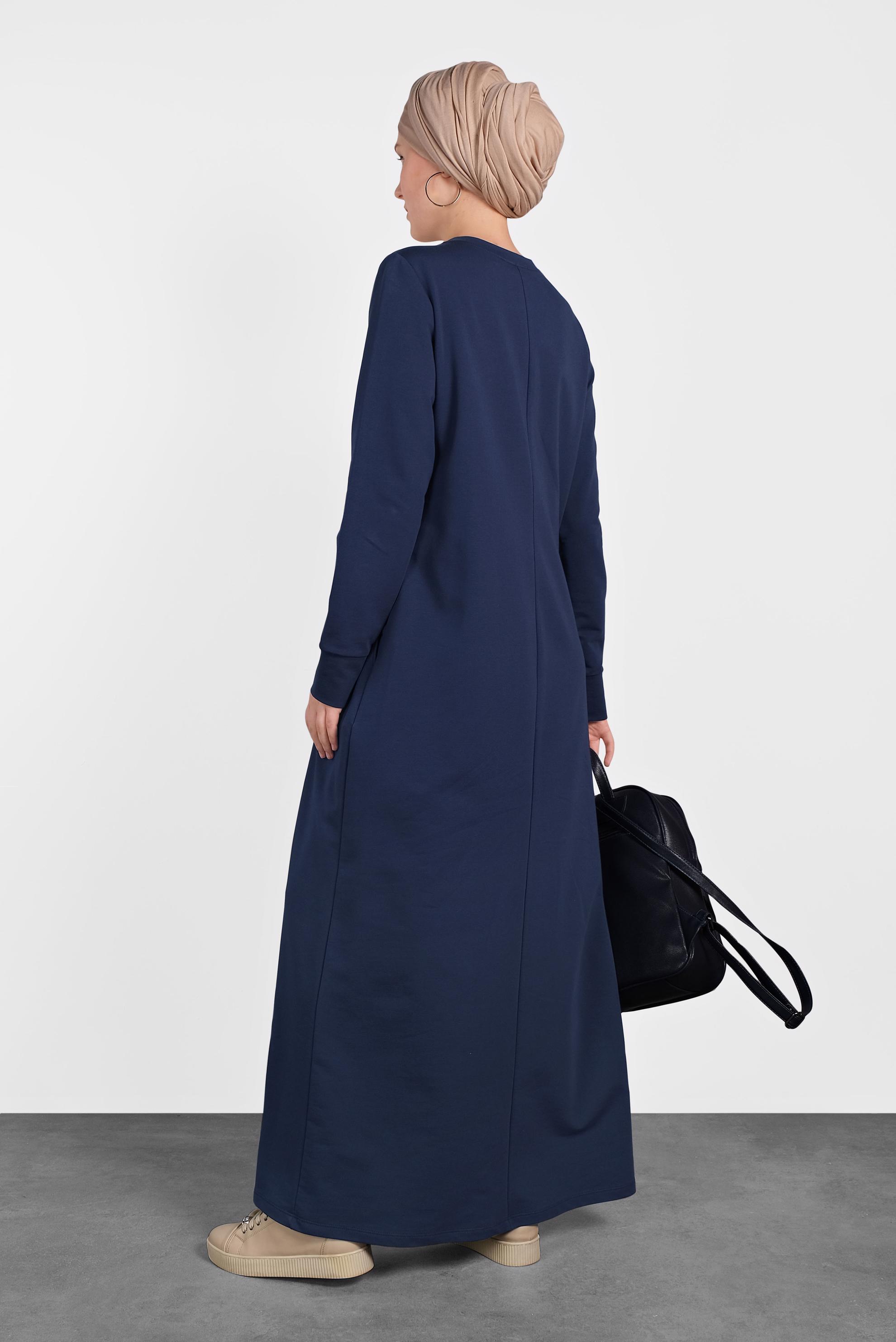 Tesettür giyim LACİVERT 	DESENLİ EŞOFMAN ELBİSE 40124