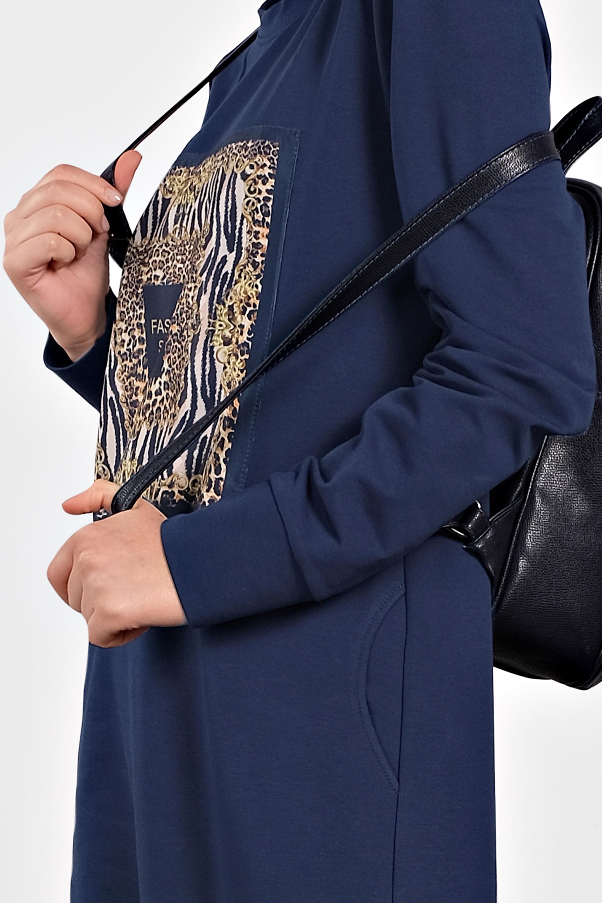 Tesettür giyim LACİVERT 	DESENLİ EŞOFMAN ELBİSE 40124