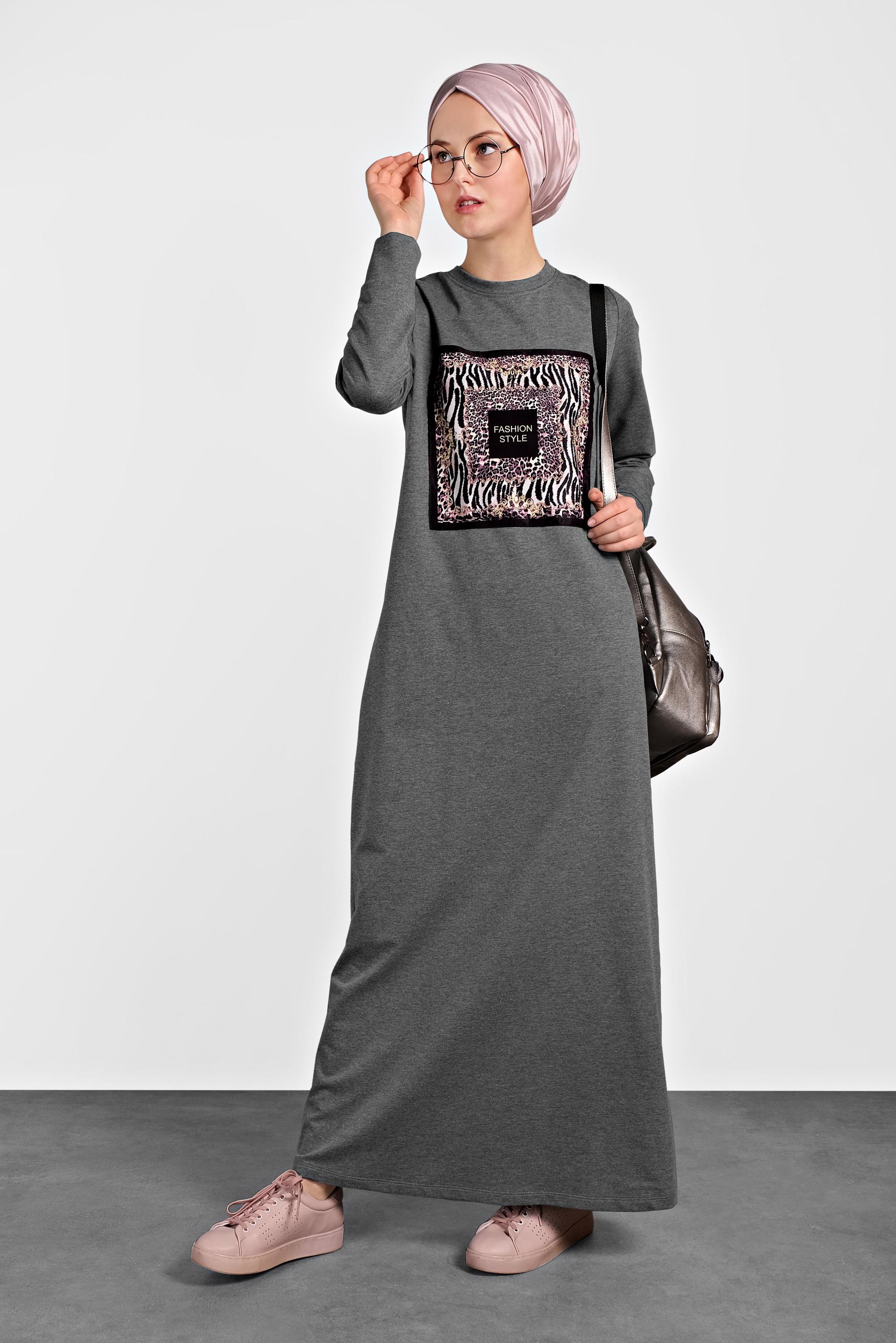 Hijab clothing GREY 40124 MELVİN EŞOFMAN ELBİSE 38/46 TEK40