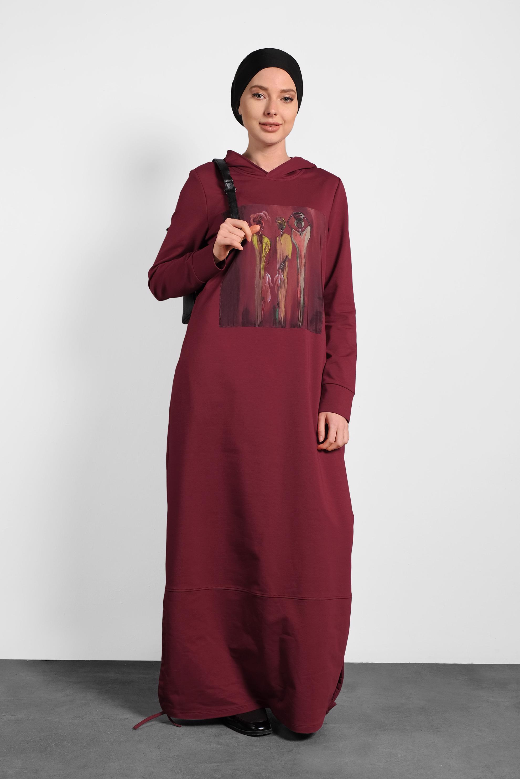 Vêtements hijab ROUGE BORDEAUX 40225 MELVİN EŞOFMAN ELBİSE 36/44 TEK38