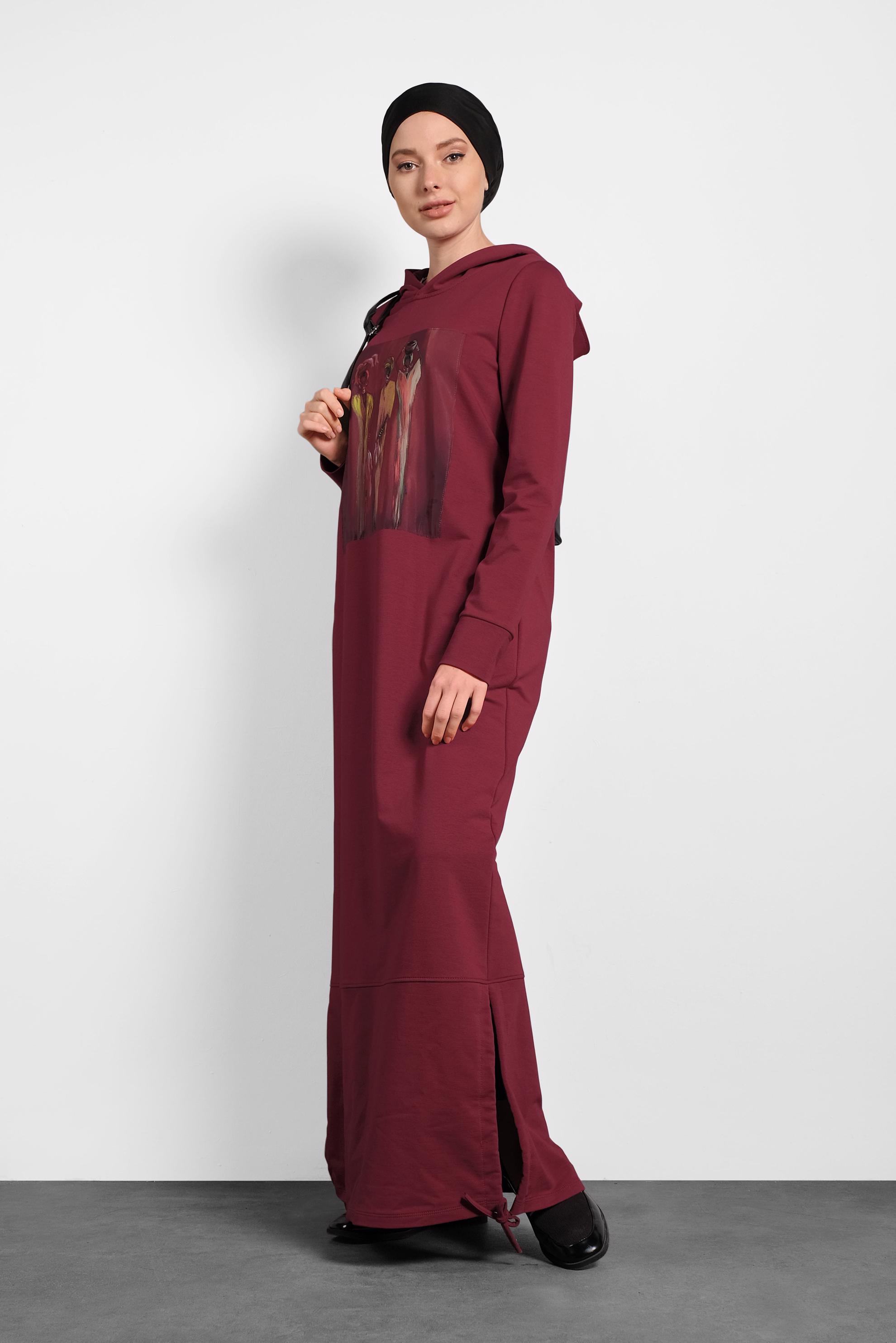 Vêtements hijab ROUGE BORDEAUX 40225 MELVİN EŞOFMAN ELBİSE 36/44 TEK38