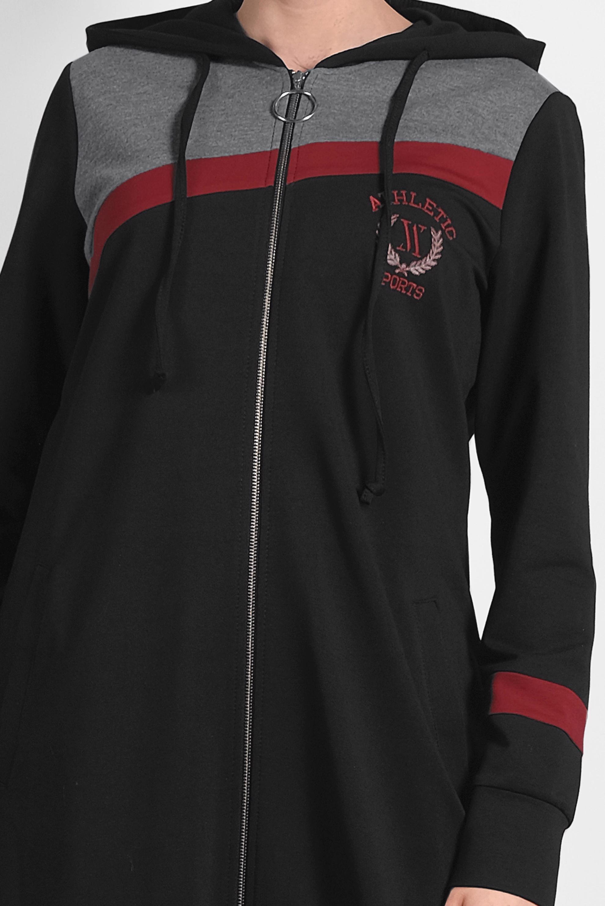 Tesettür giyim SİYAH 	FERMUAR DETAYLI EŞOFMAN TUNİK 40303