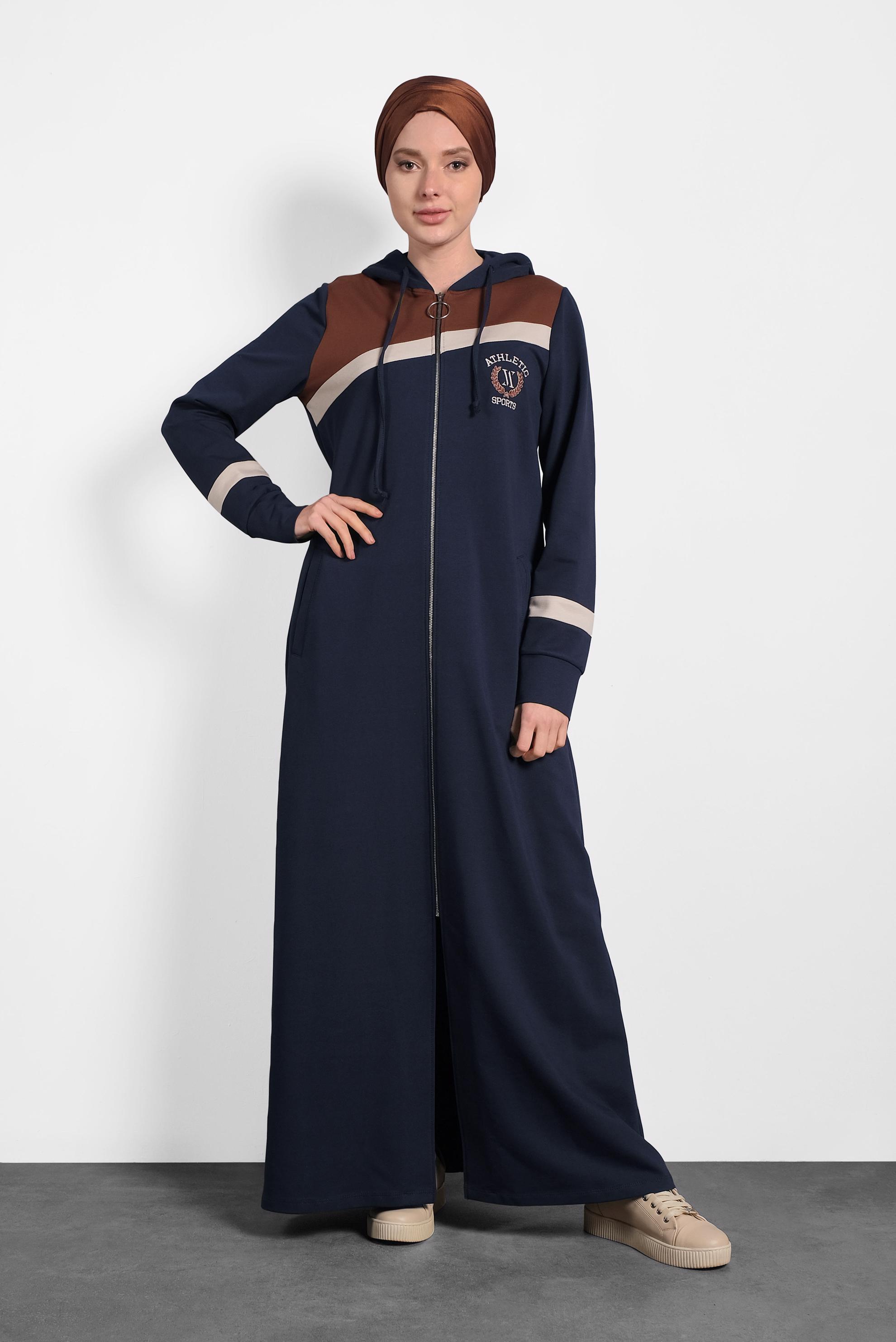 Tesettür giyim LACİVERT 	FERMUAR DETAYLI EŞOFMAN TUNİK 40303