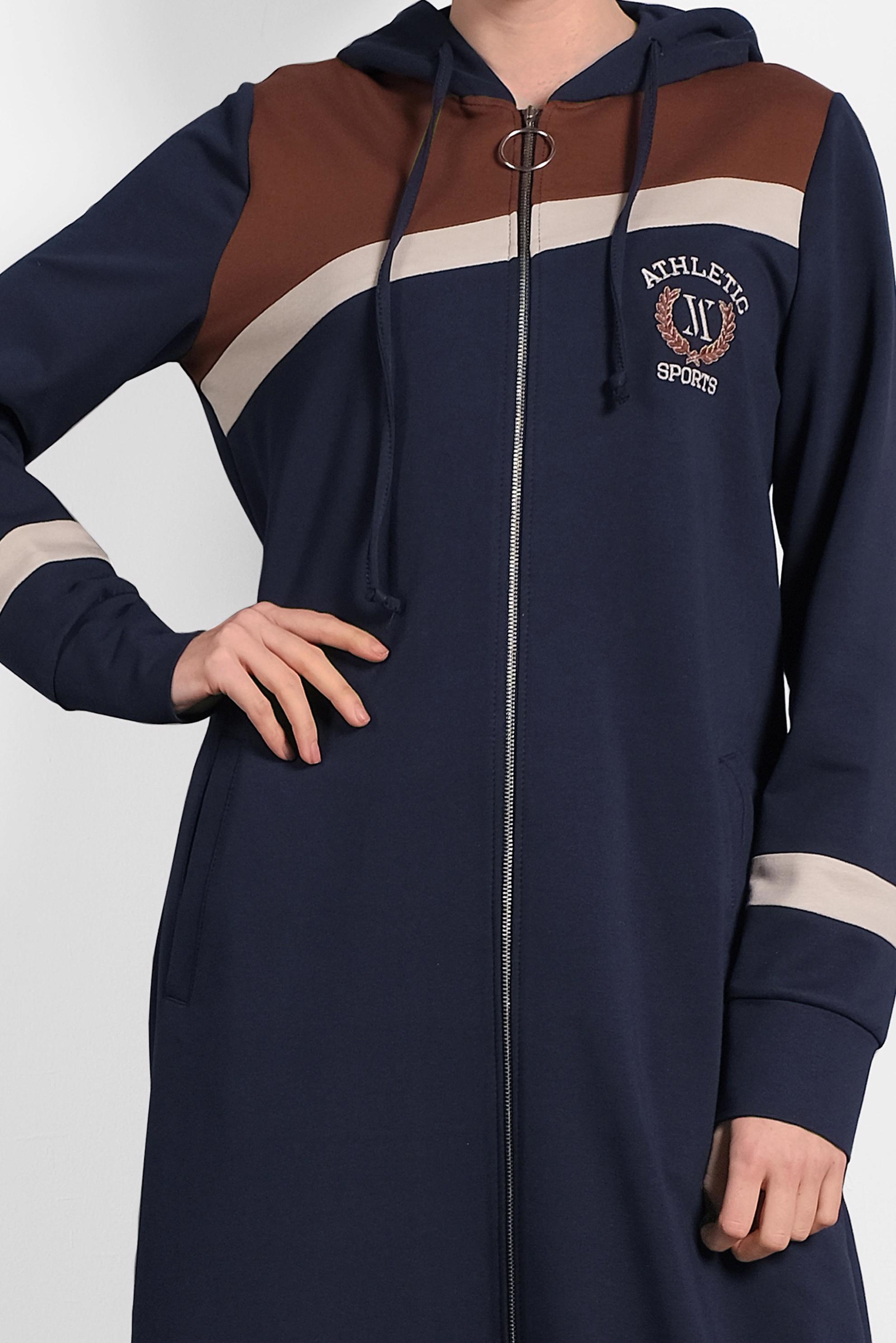 Tesettür giyim LACİVERT 	FERMUAR DETAYLI EŞOFMAN TUNİK 40303