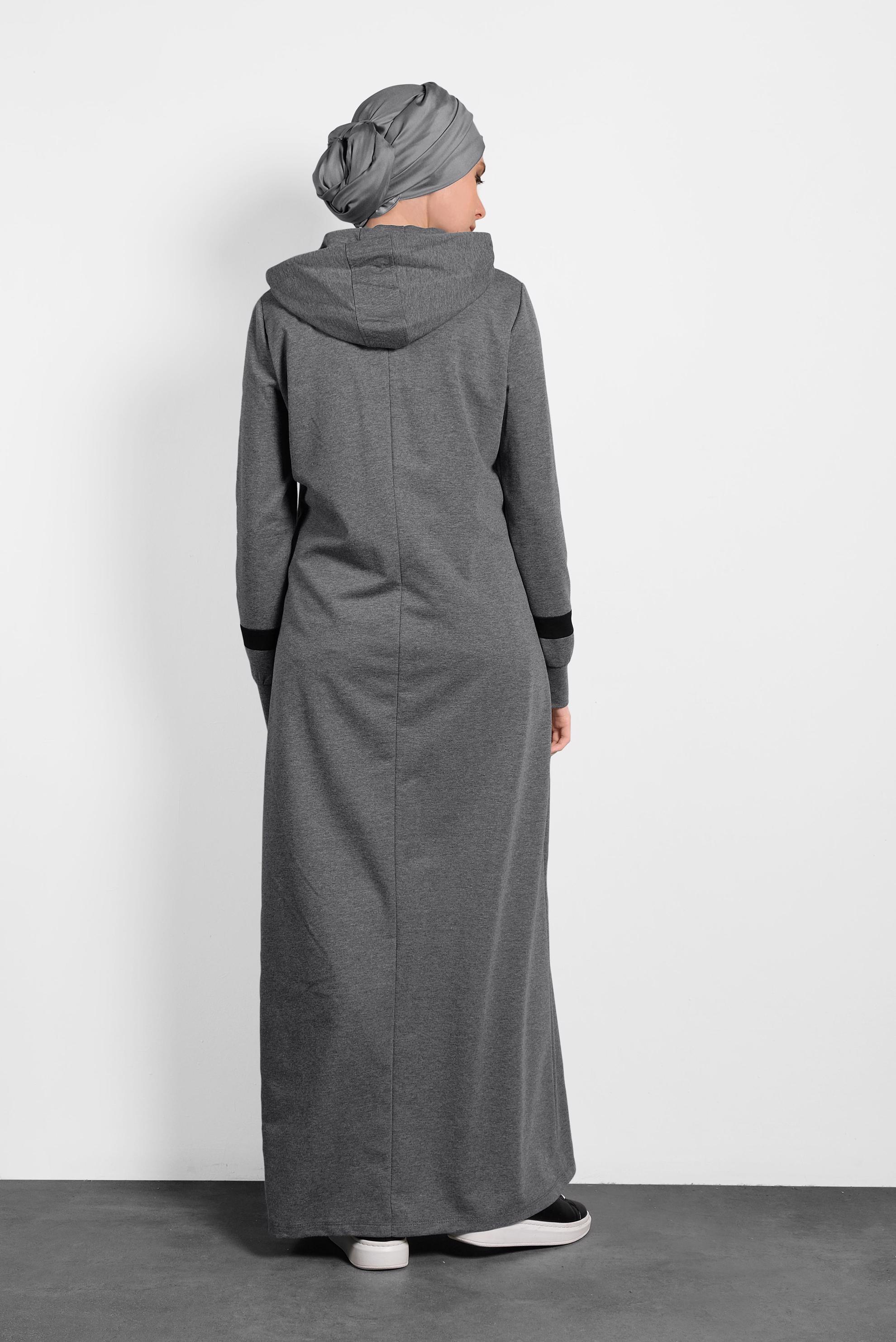 Tesettür giyim GRİ 	FERMUAR DETAYLI EŞOFMAN TUNİK 40303