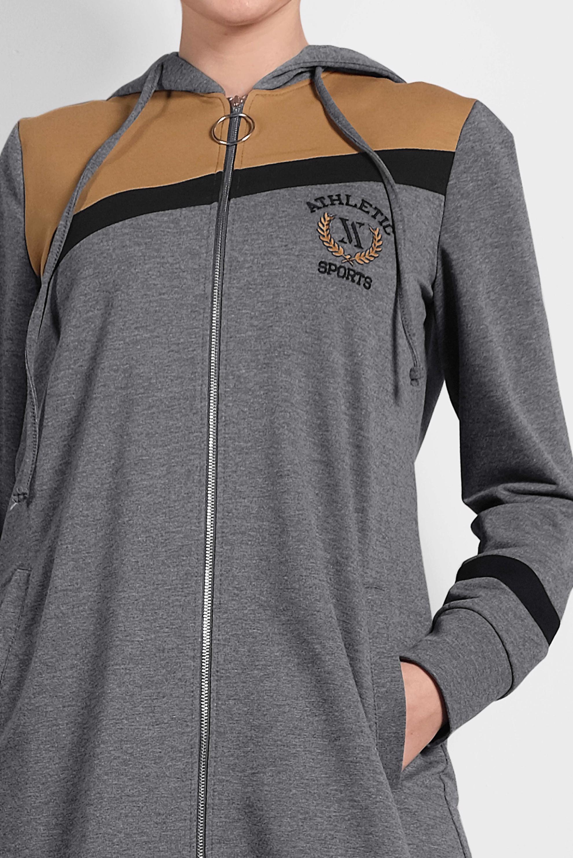 Tesettür giyim GRİ 	FERMUAR DETAYLI EŞOFMAN TUNİK 40303