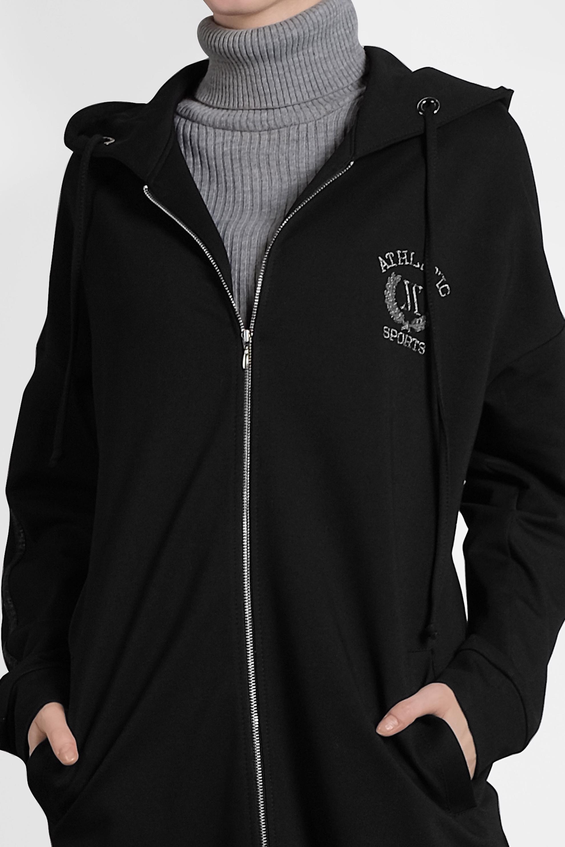 Tesettür giyim SİYAH FERMUARLI ŞERİTLİ EŞOFMAN TUNİK 40345