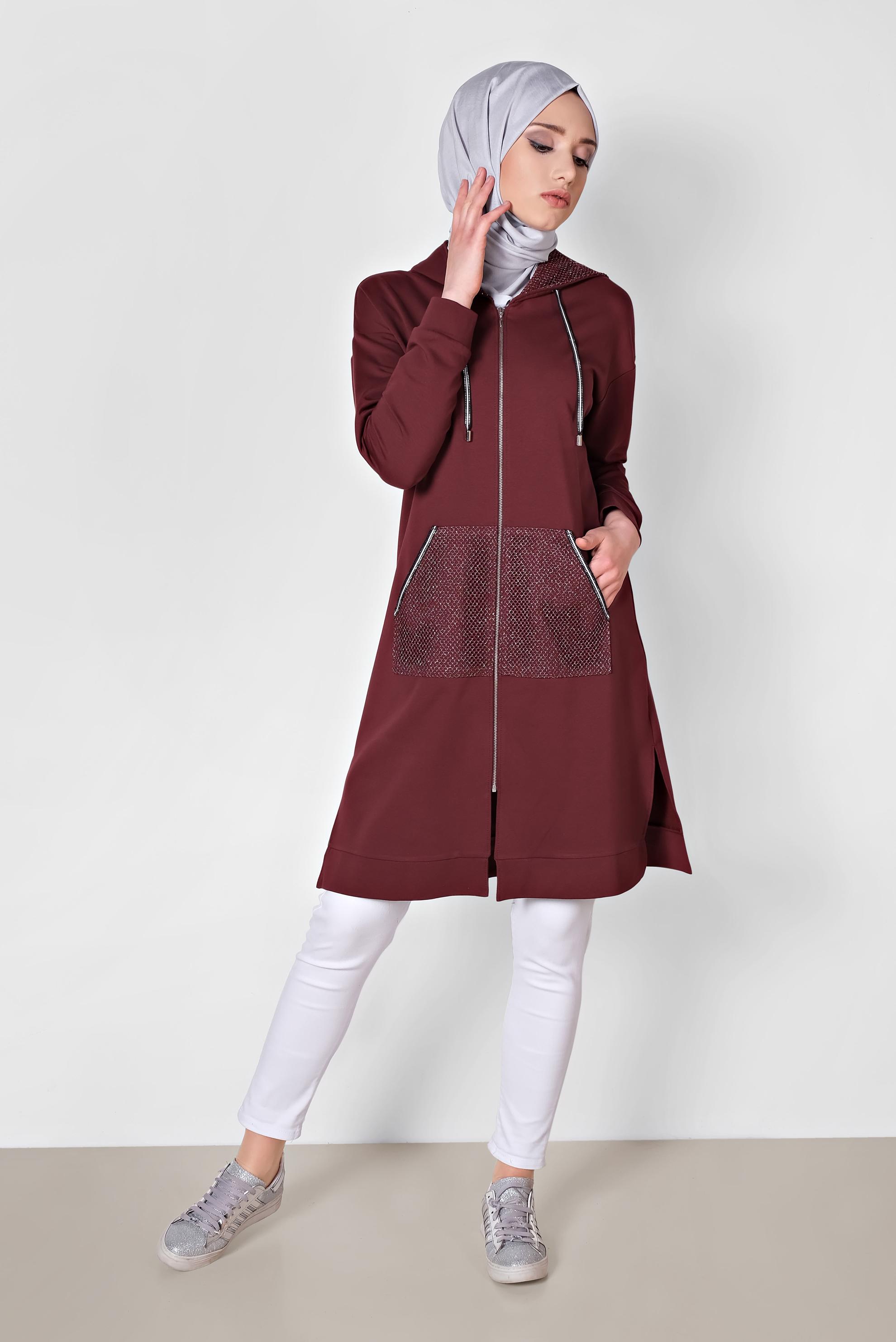 Hijab clothing CLARET RED 4039 MARİSS EŞOFMAN TUNİK 38/46 TEK40