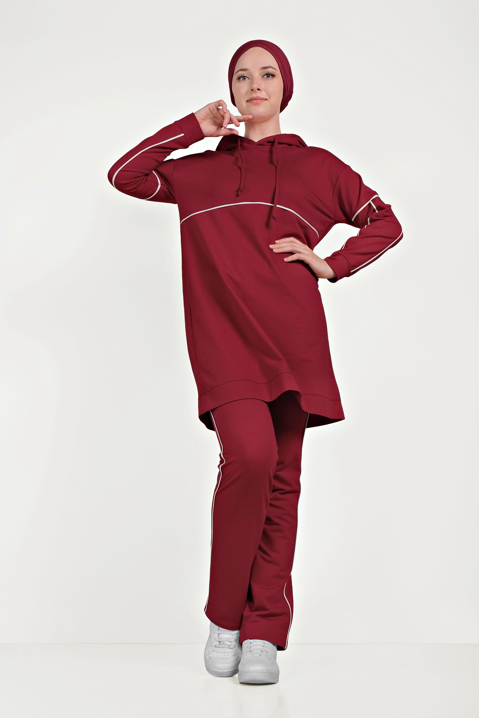 Hijab clothing CLARET RED COTTON TRACK SUIT 40487 