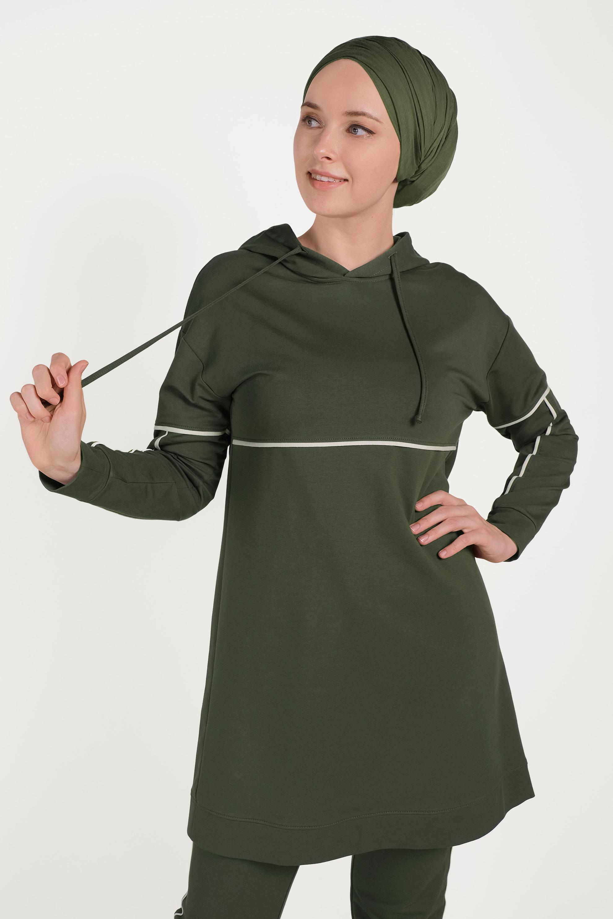 Tesettür giyim HAKİ PAMUKLU EŞOFMAN TAKIMI 40487