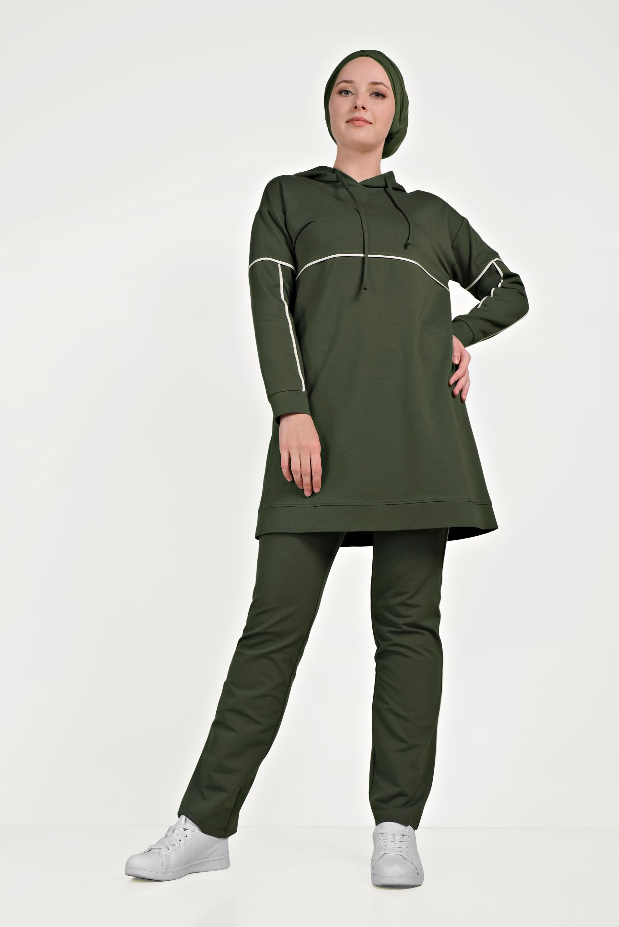 Tesettür giyim HAKİ PAMUKLU EŞOFMAN TAKIMI 40487